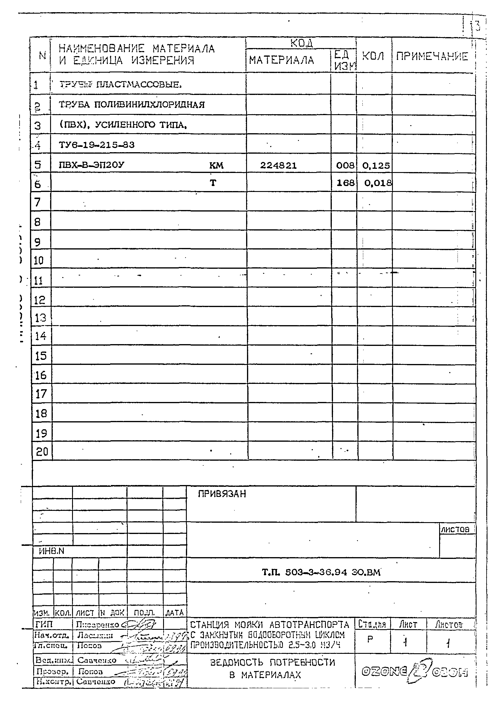 Типовой проект 503-3-36.94