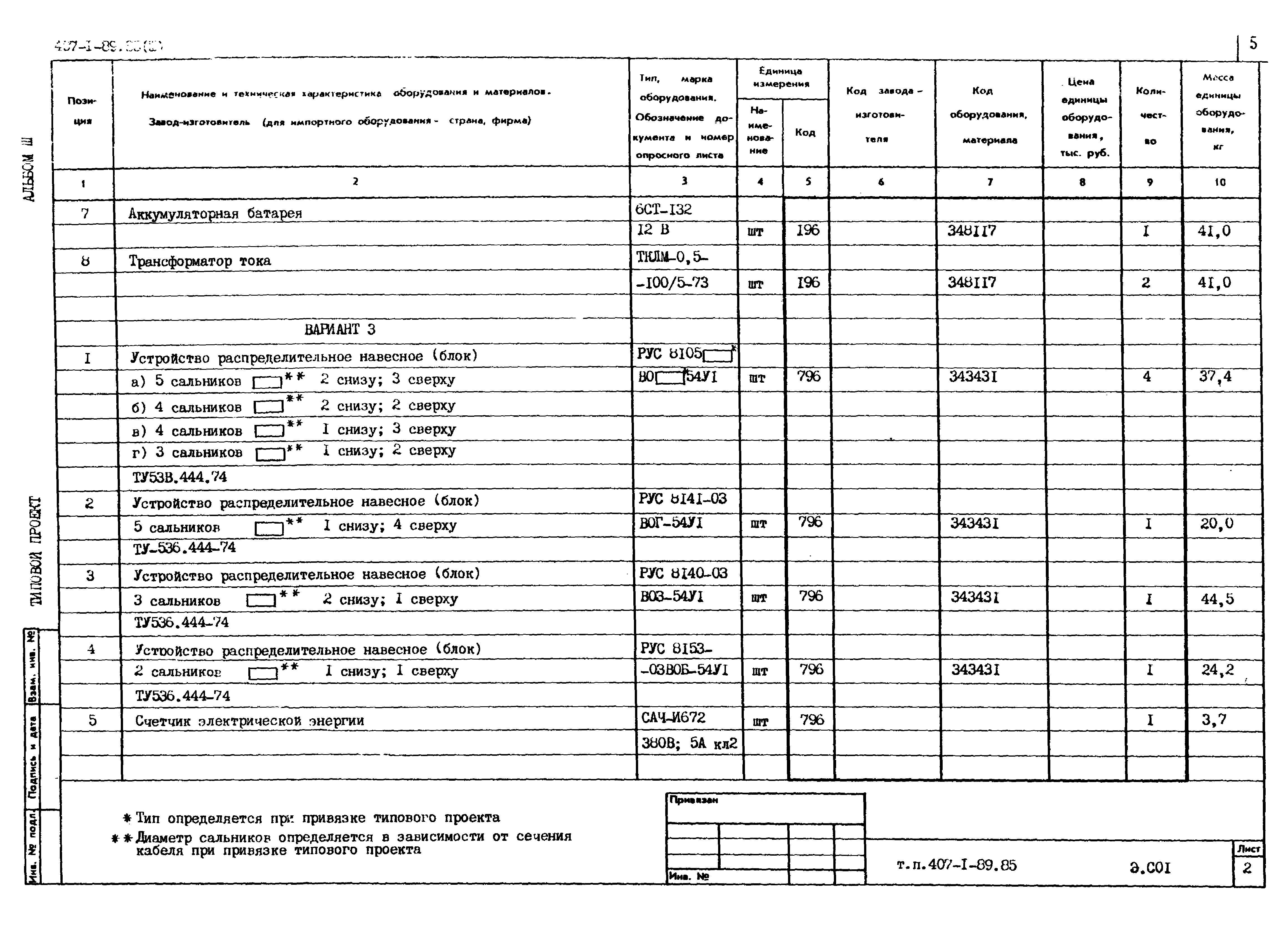 Типовой проект 407-1-89.85