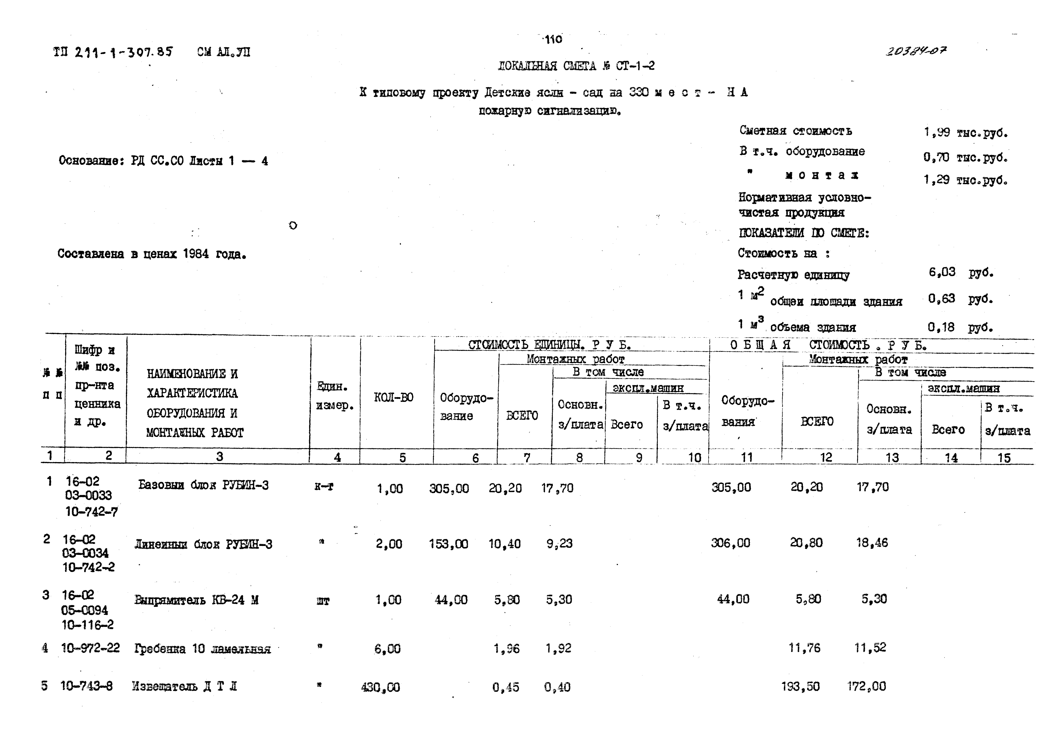 Типовой проект 211-1-307.85