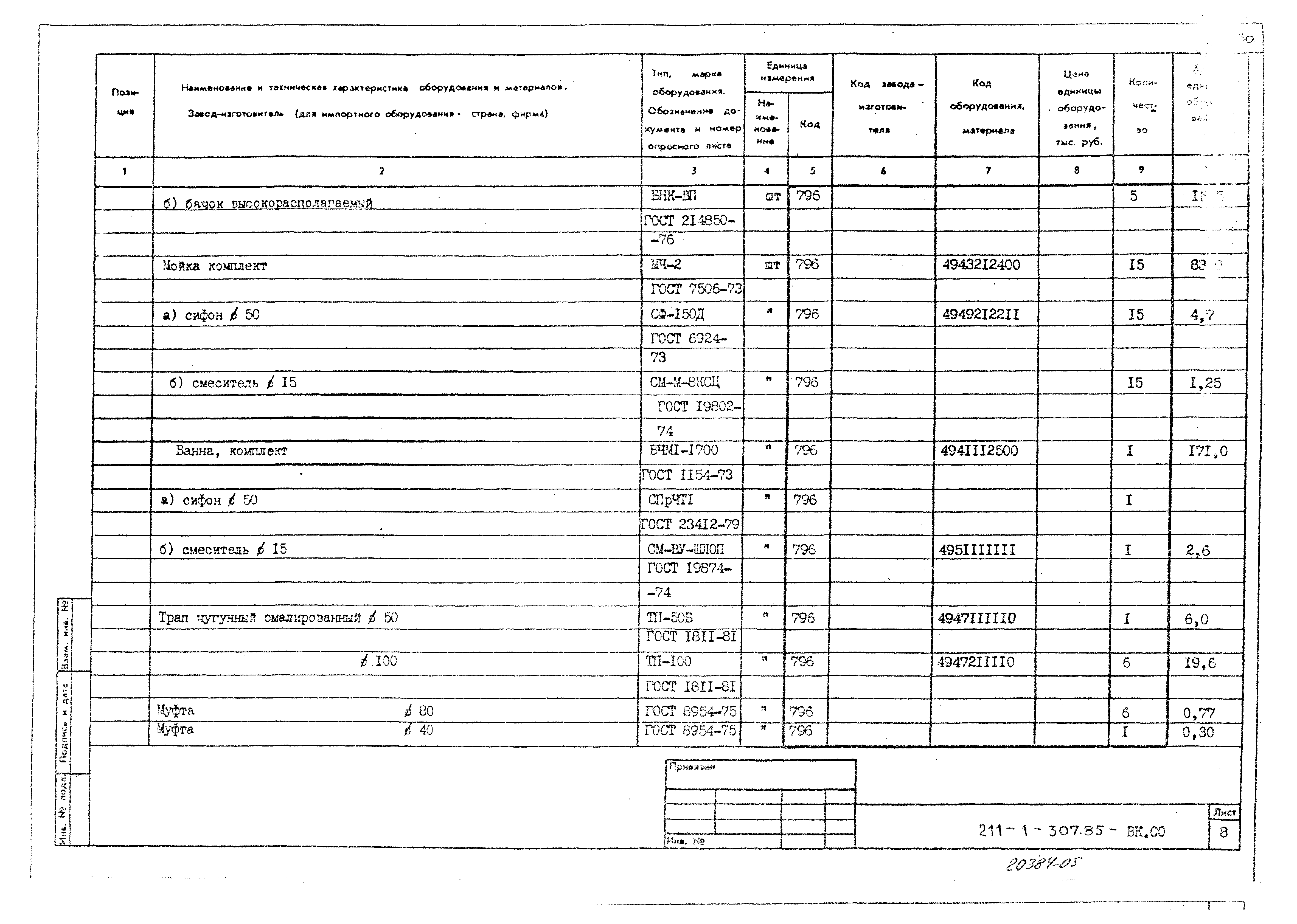 Типовой проект 211-1-307.85