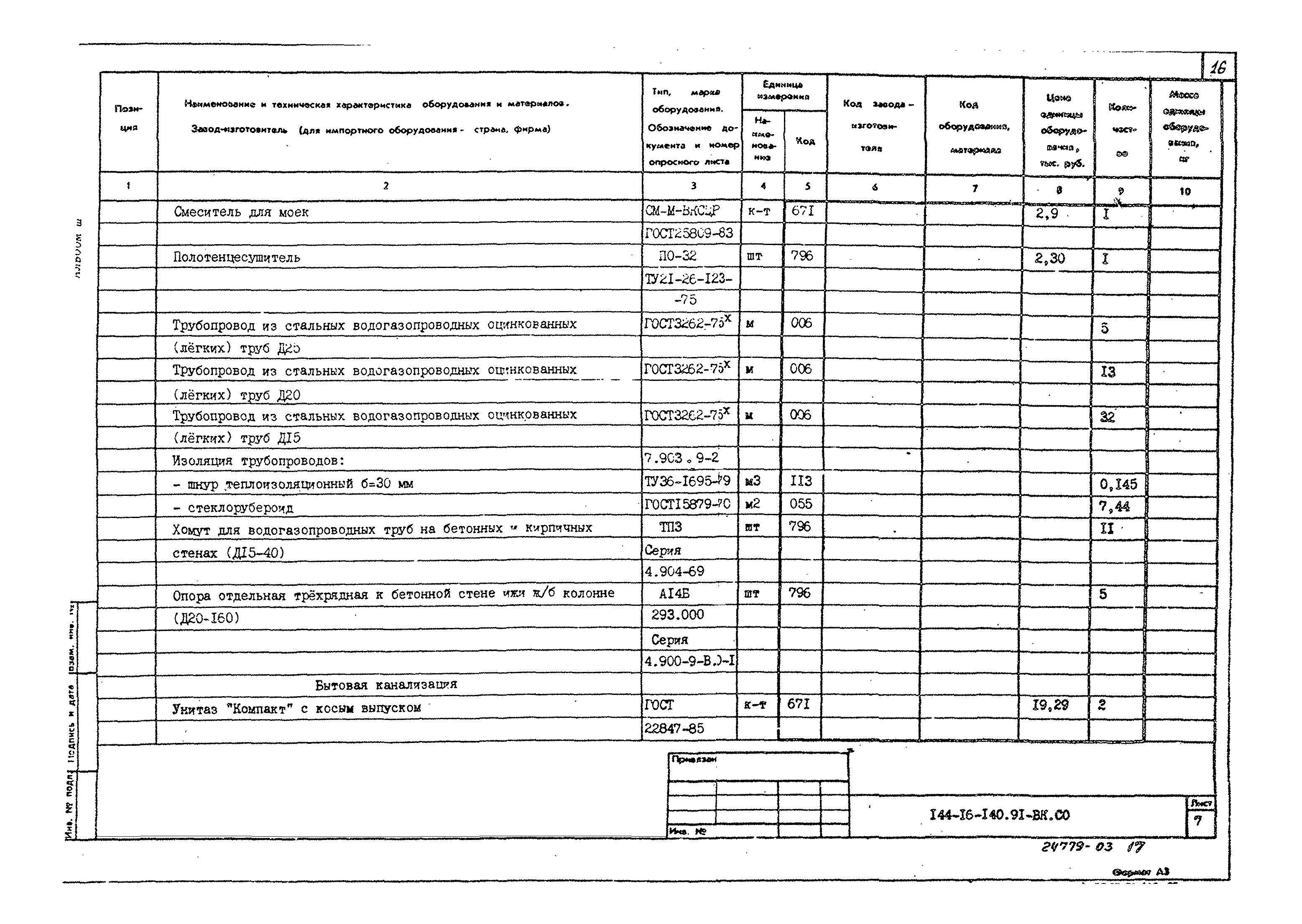 Типовой проект 144-16-140.91