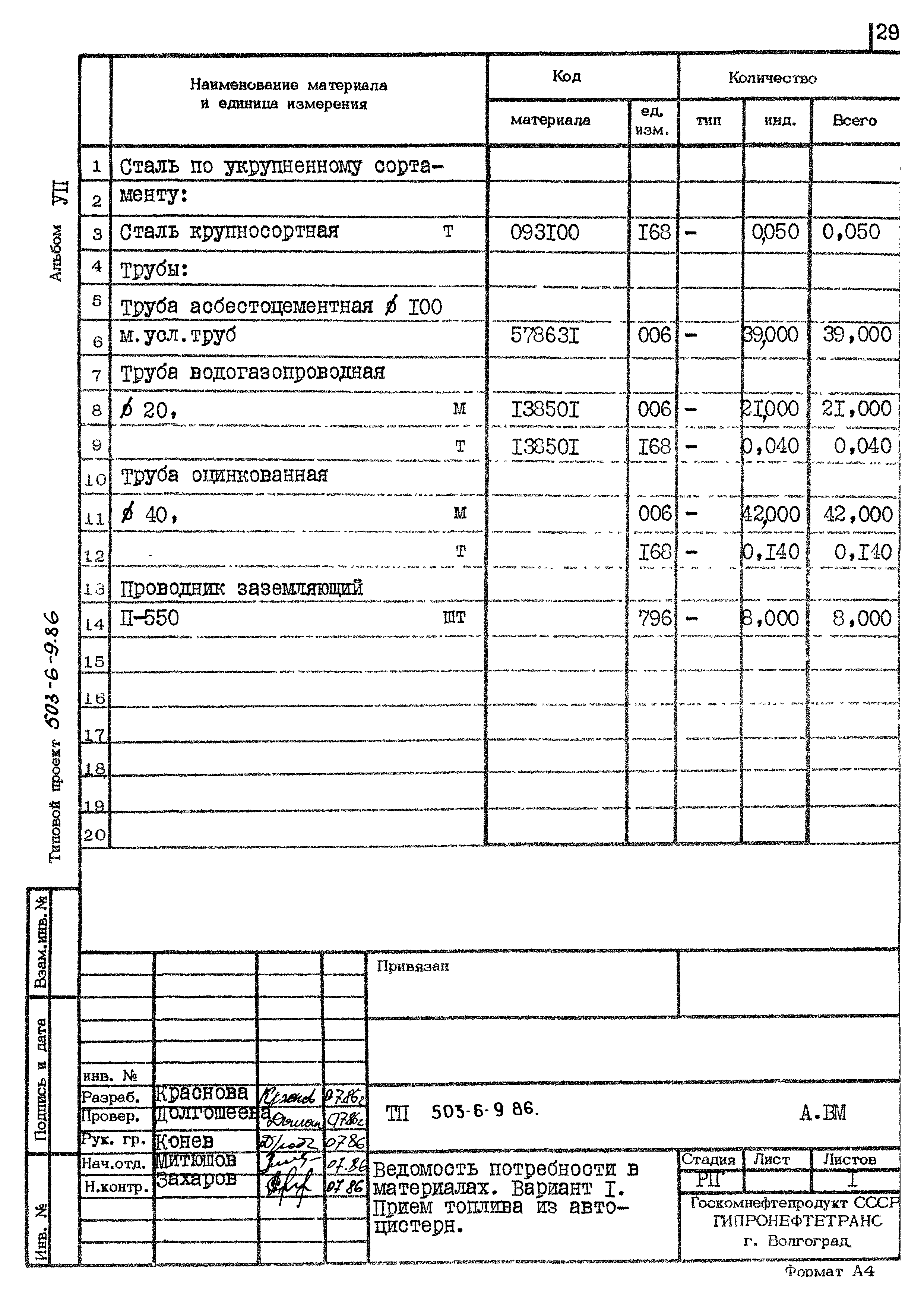 Типовой проект 503-6-9.86