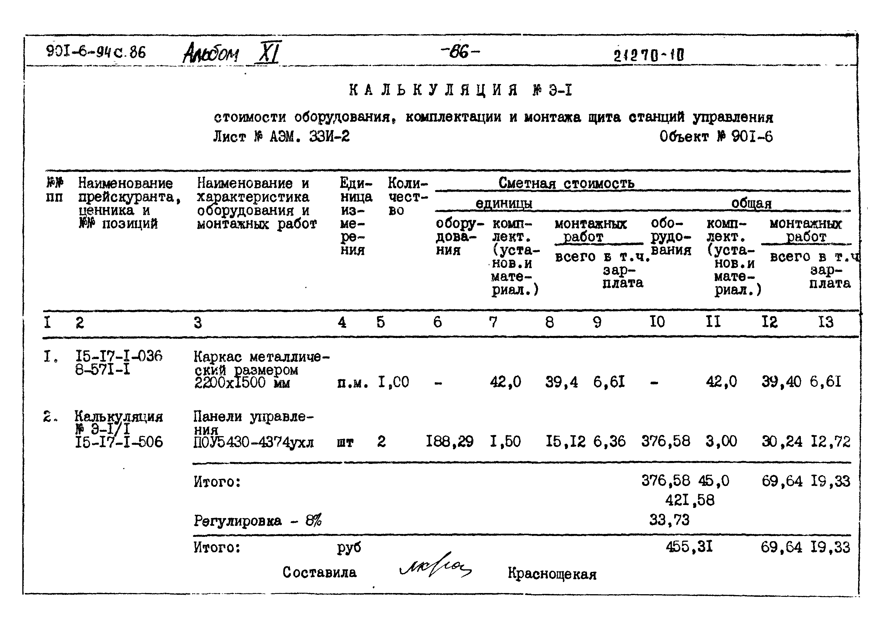 Типовой проект 901-6-94с.86