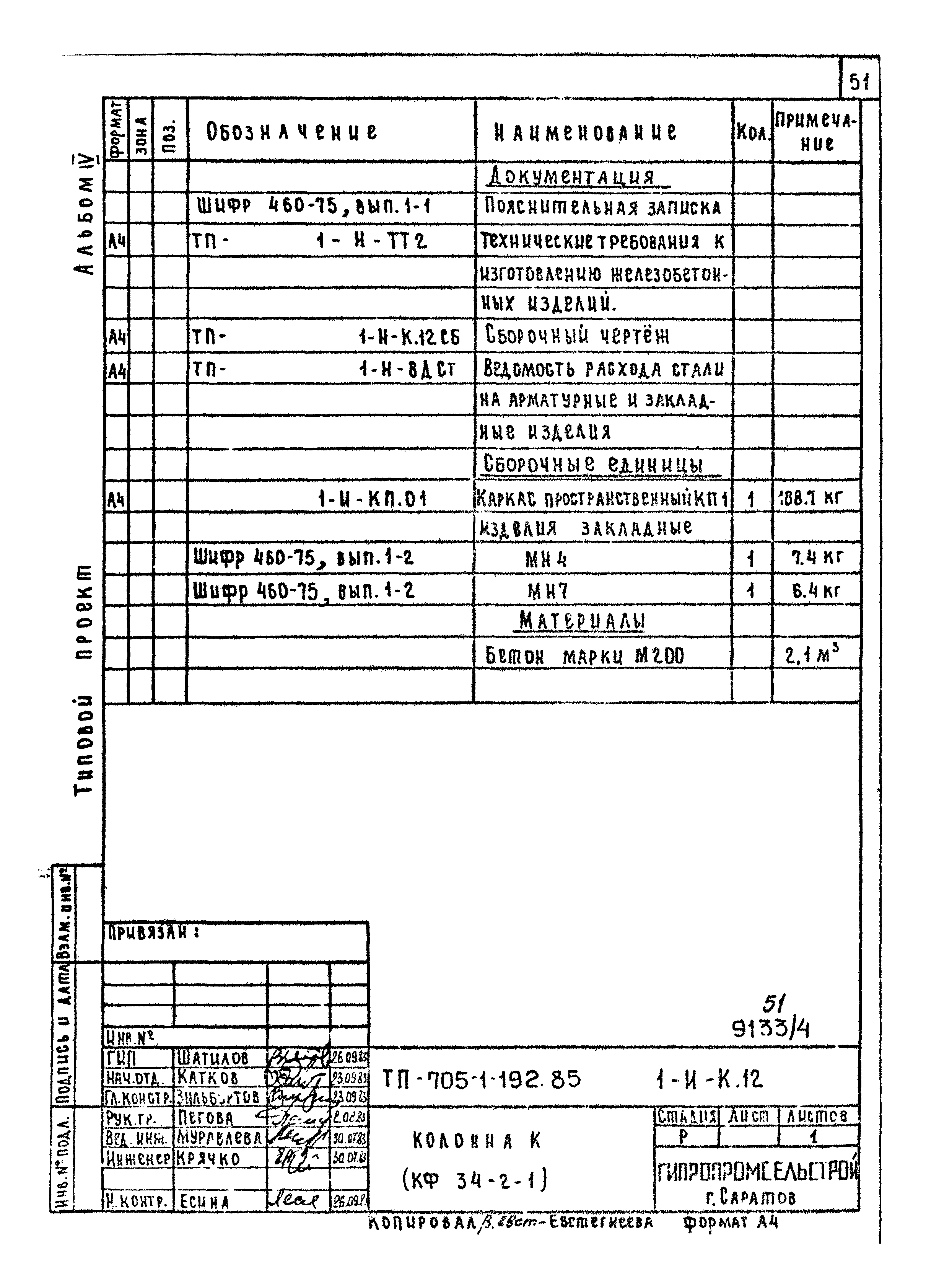 Типовой проект 705-1-192.85