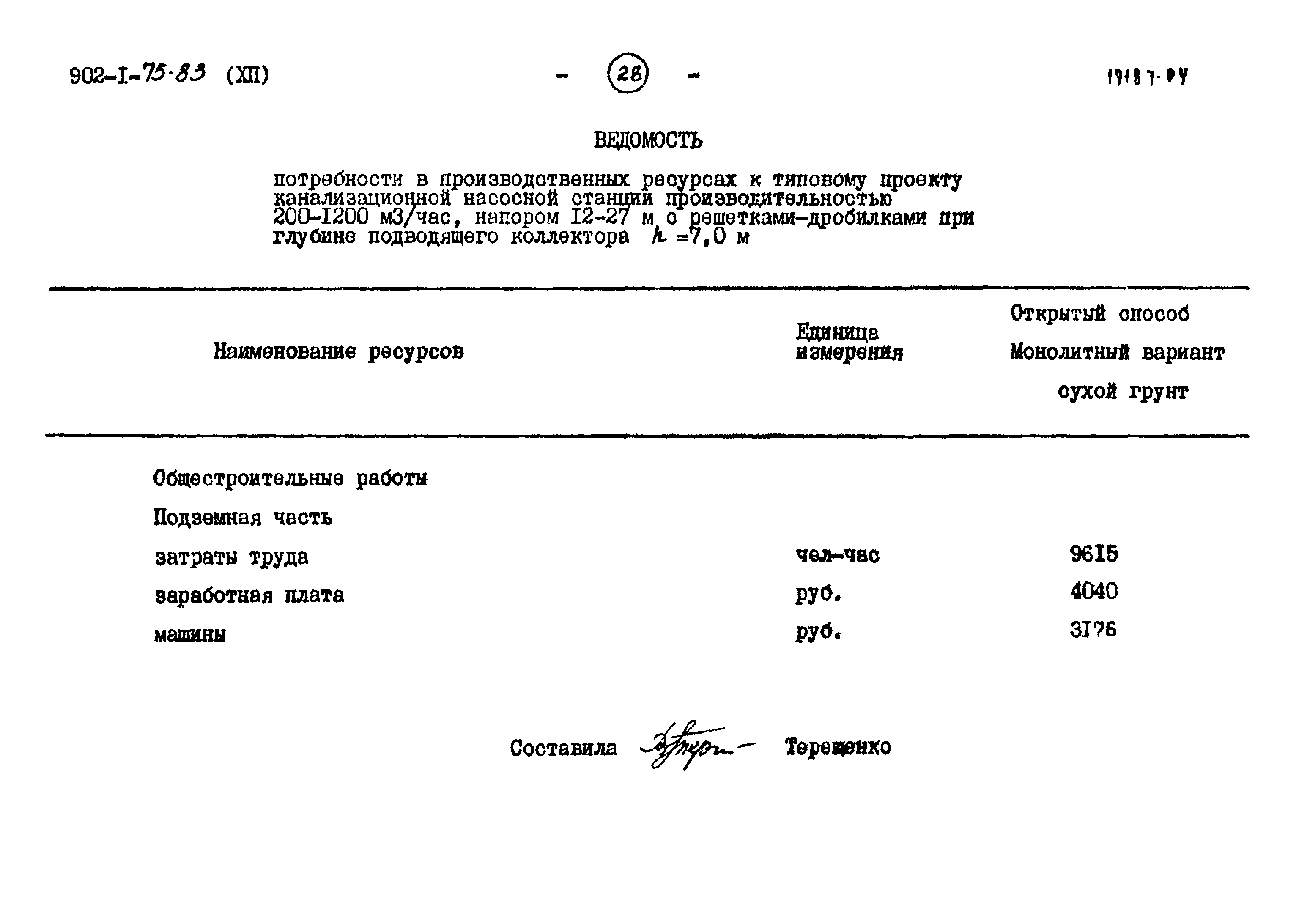 Типовой проект 902-1-75.83