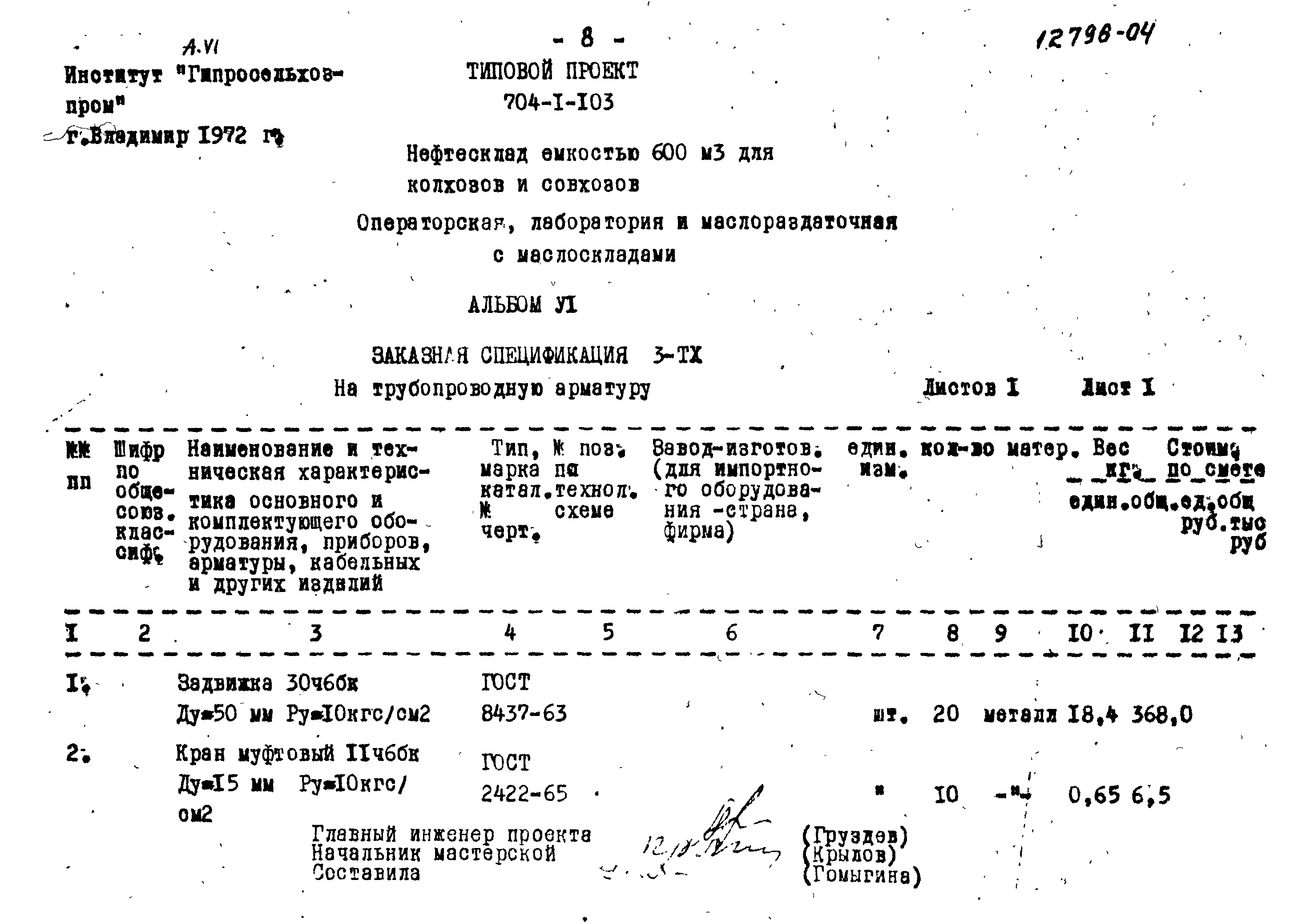 Типовой проект 704-1-103