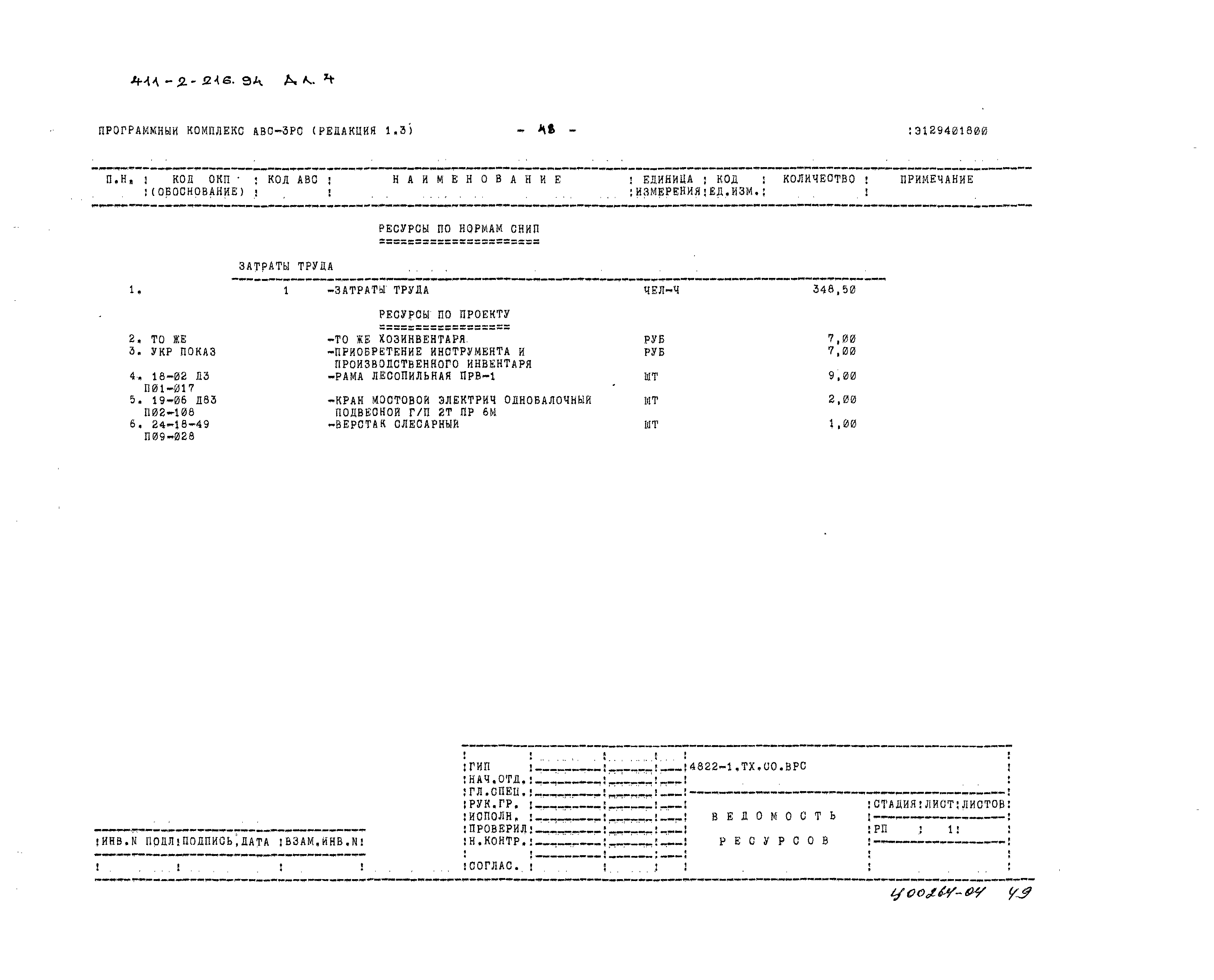 Типовой проект 411-2-216.94