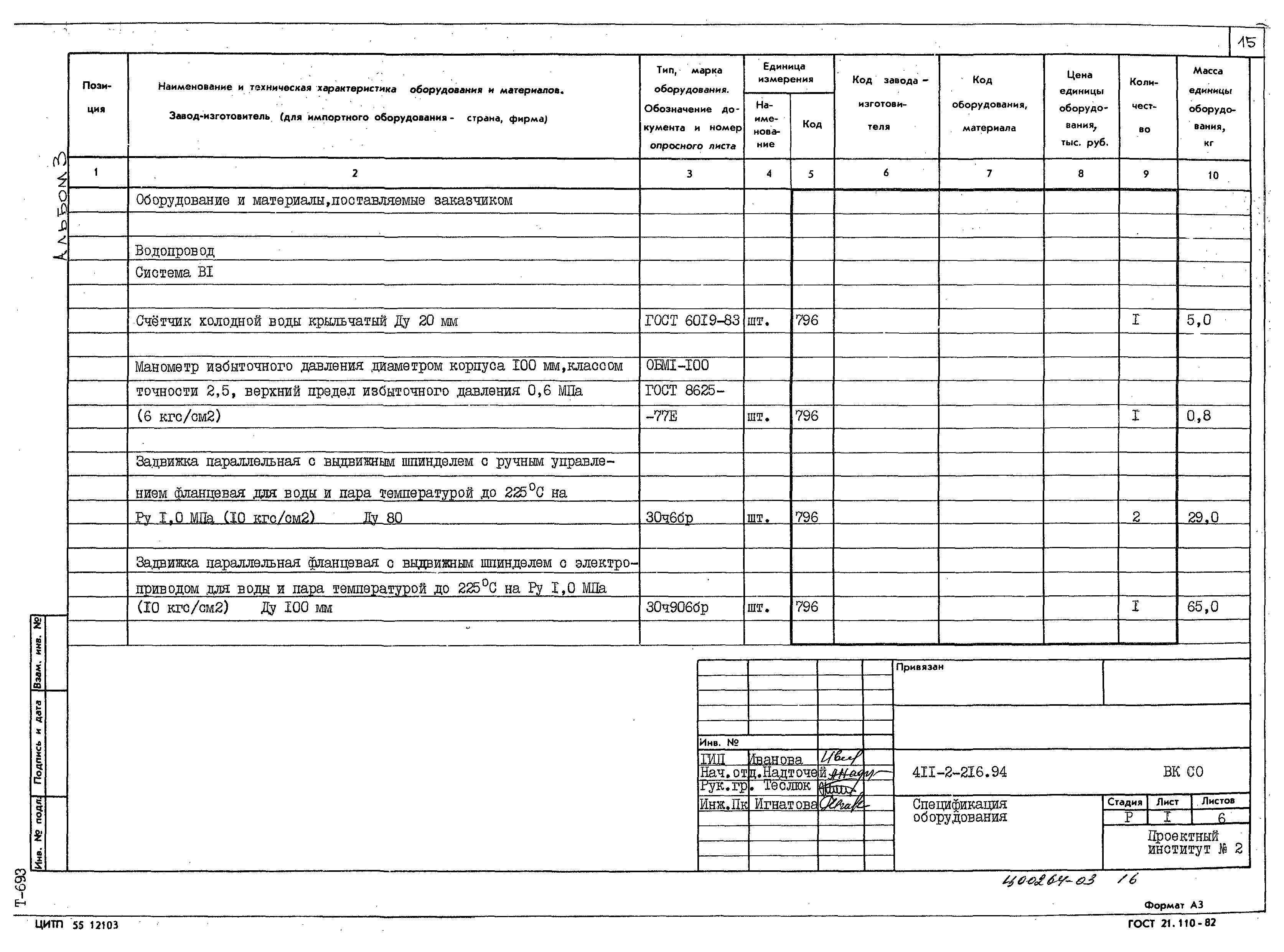 Типовой проект 411-2-216.94