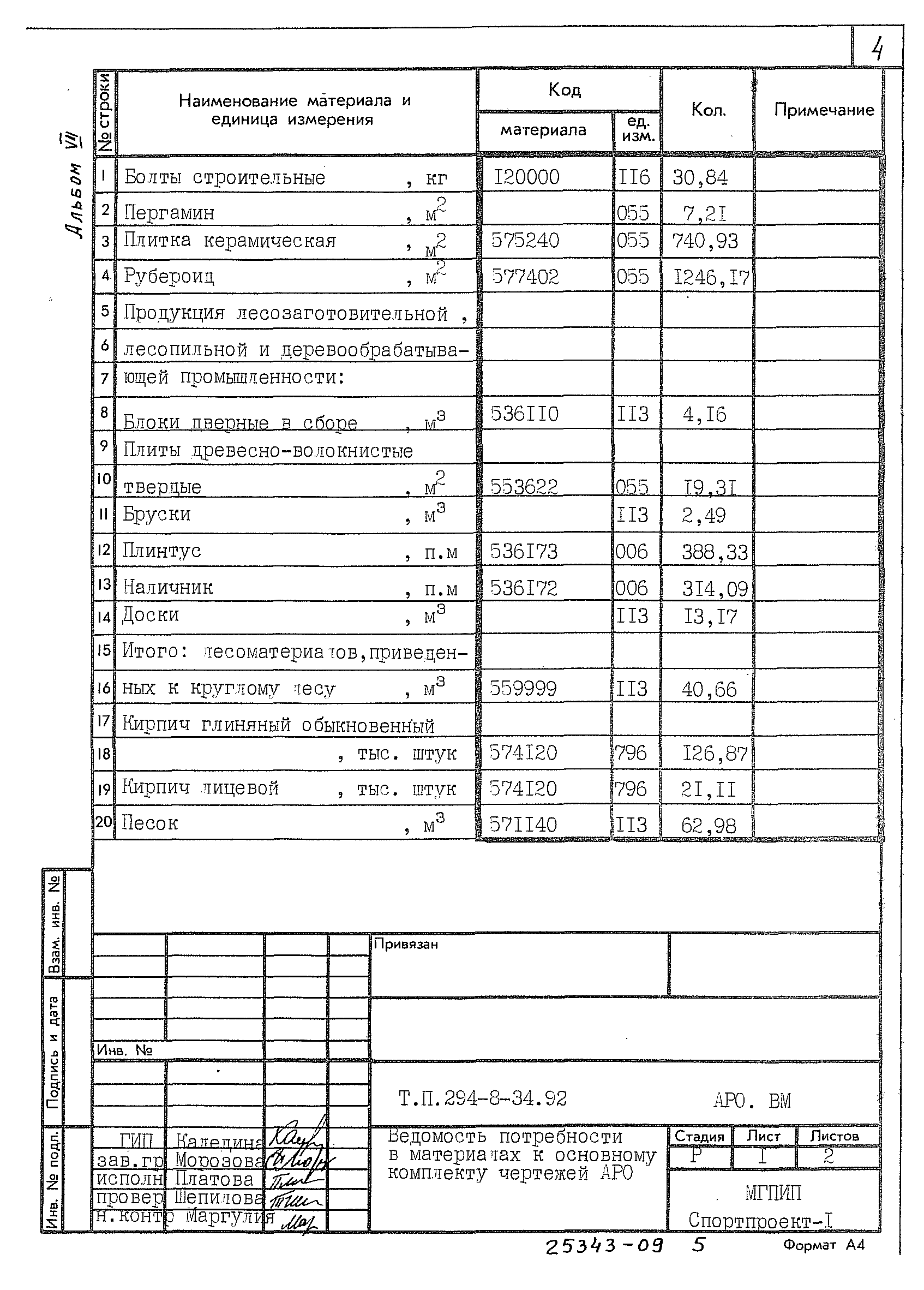 Типовой проект 294-8-34.92