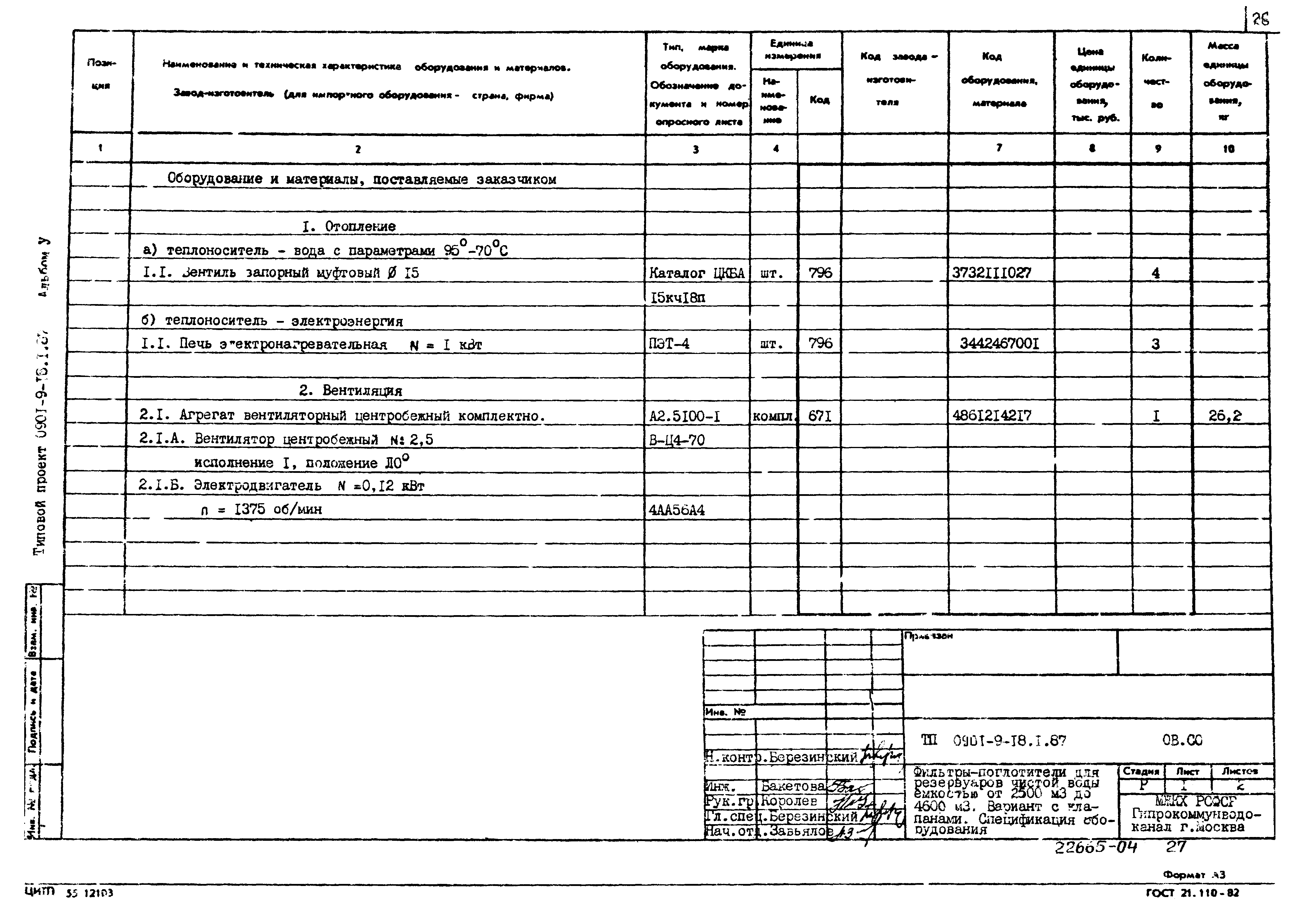 Типовой проект 0901-9-18.1.87