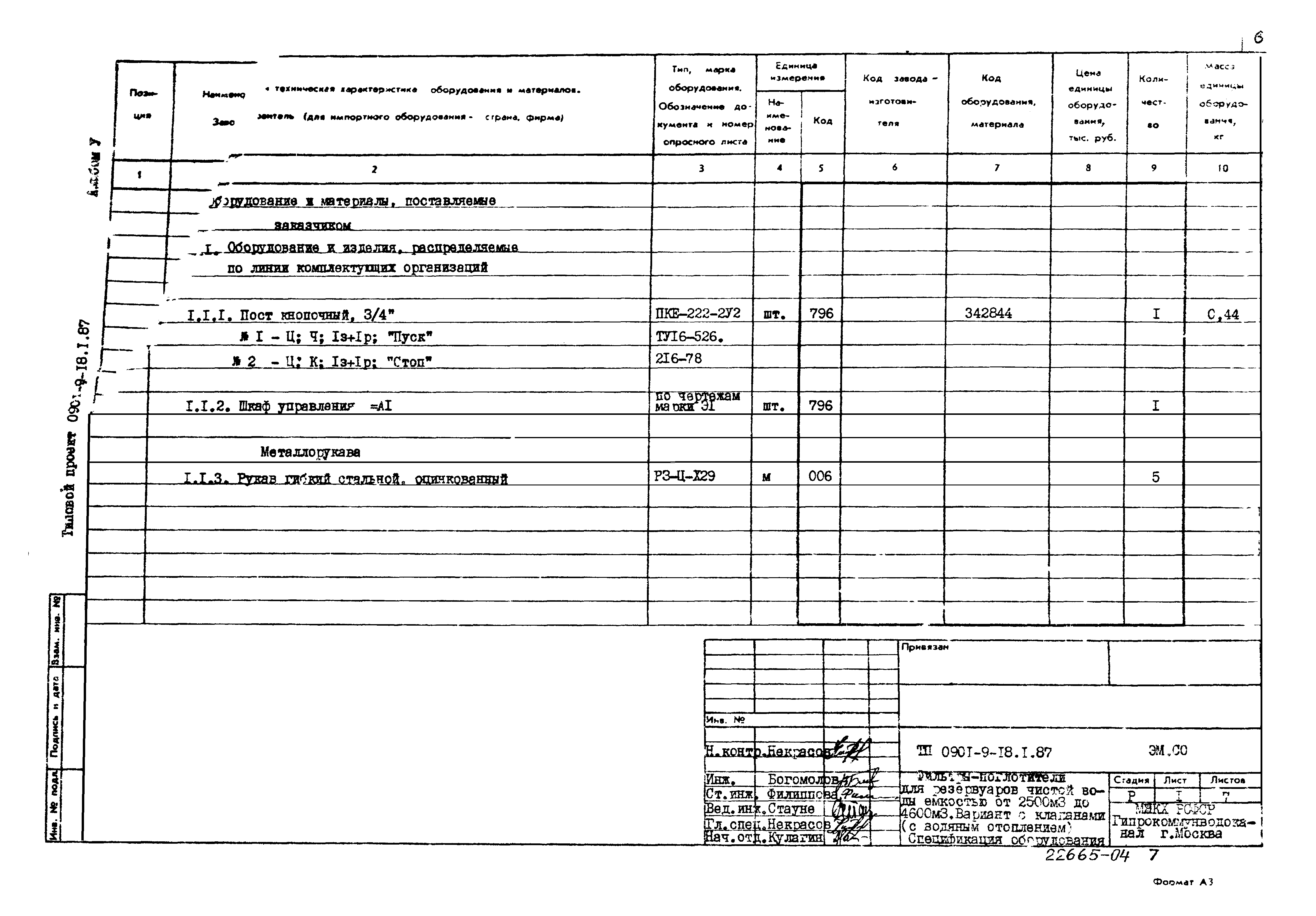 Типовой проект 0901-9-18.1.87