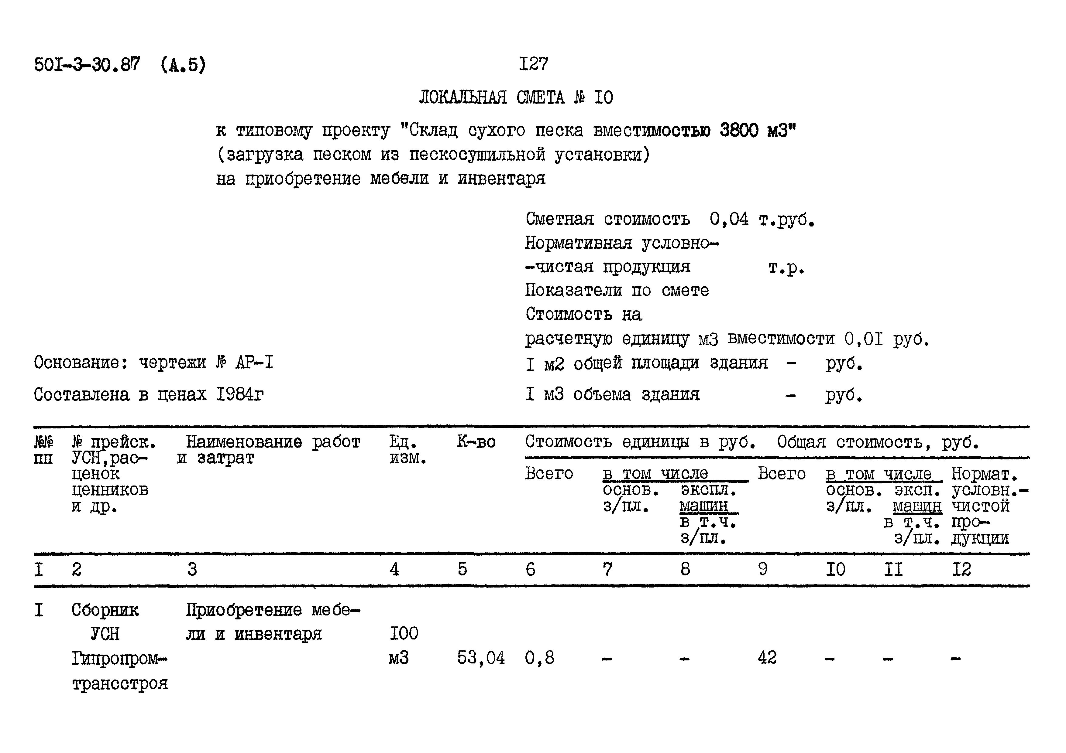 Типовой проект 501-3-30.87