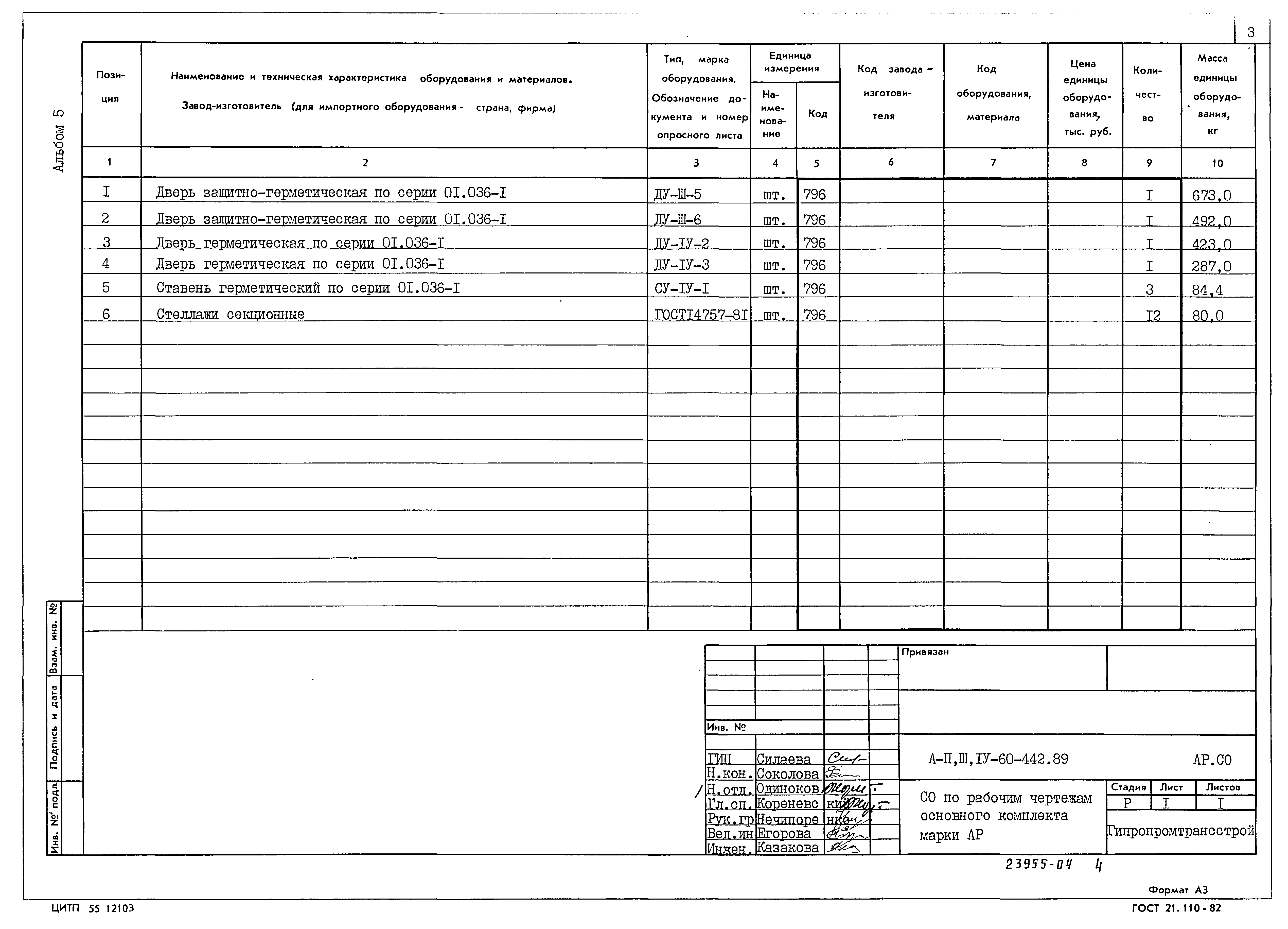 Типовой проект А-II,III,IV-60-442.89