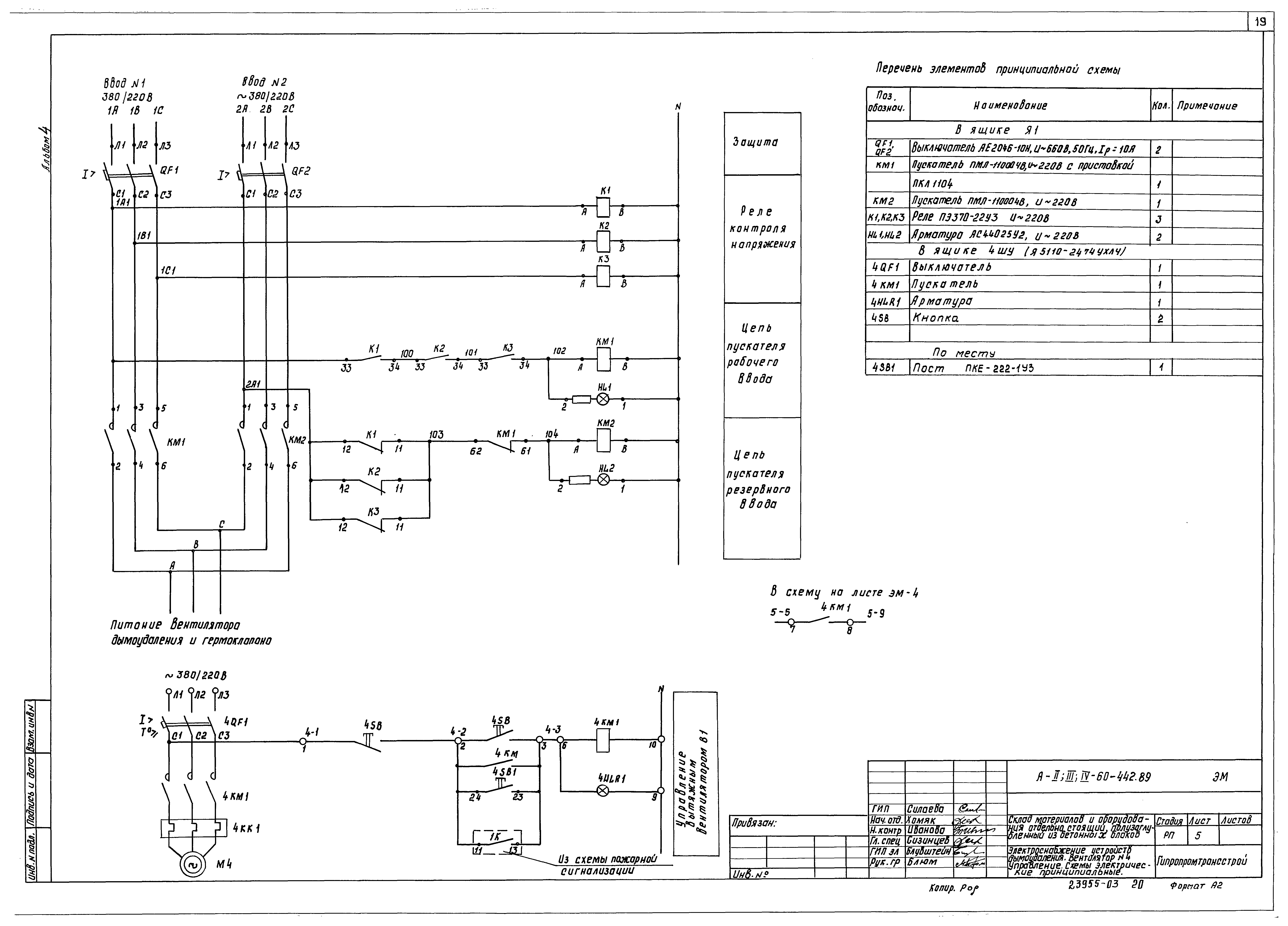 Схема шкафа приточной вентиляции