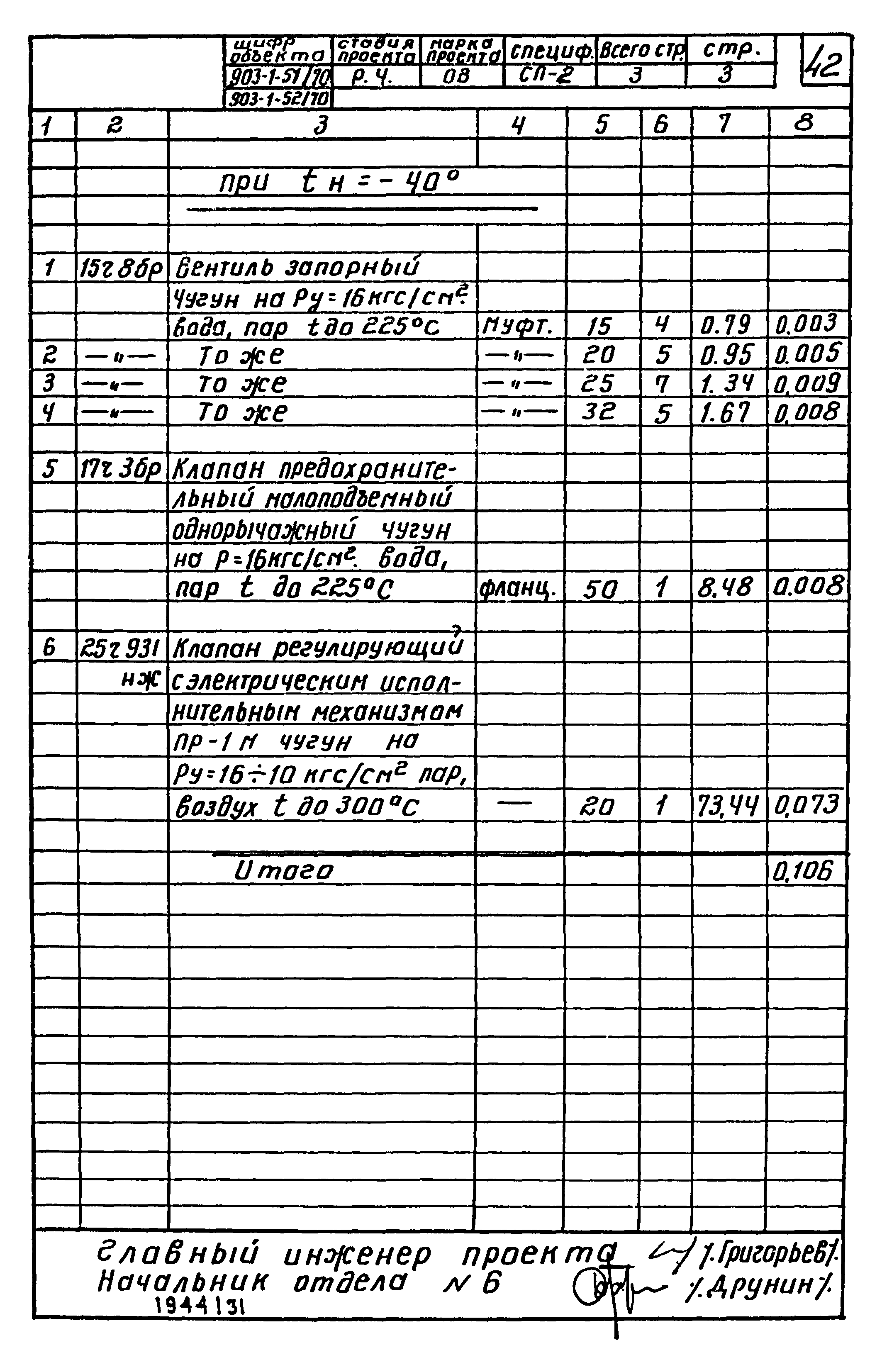 Типовой проект 903-1-52/70