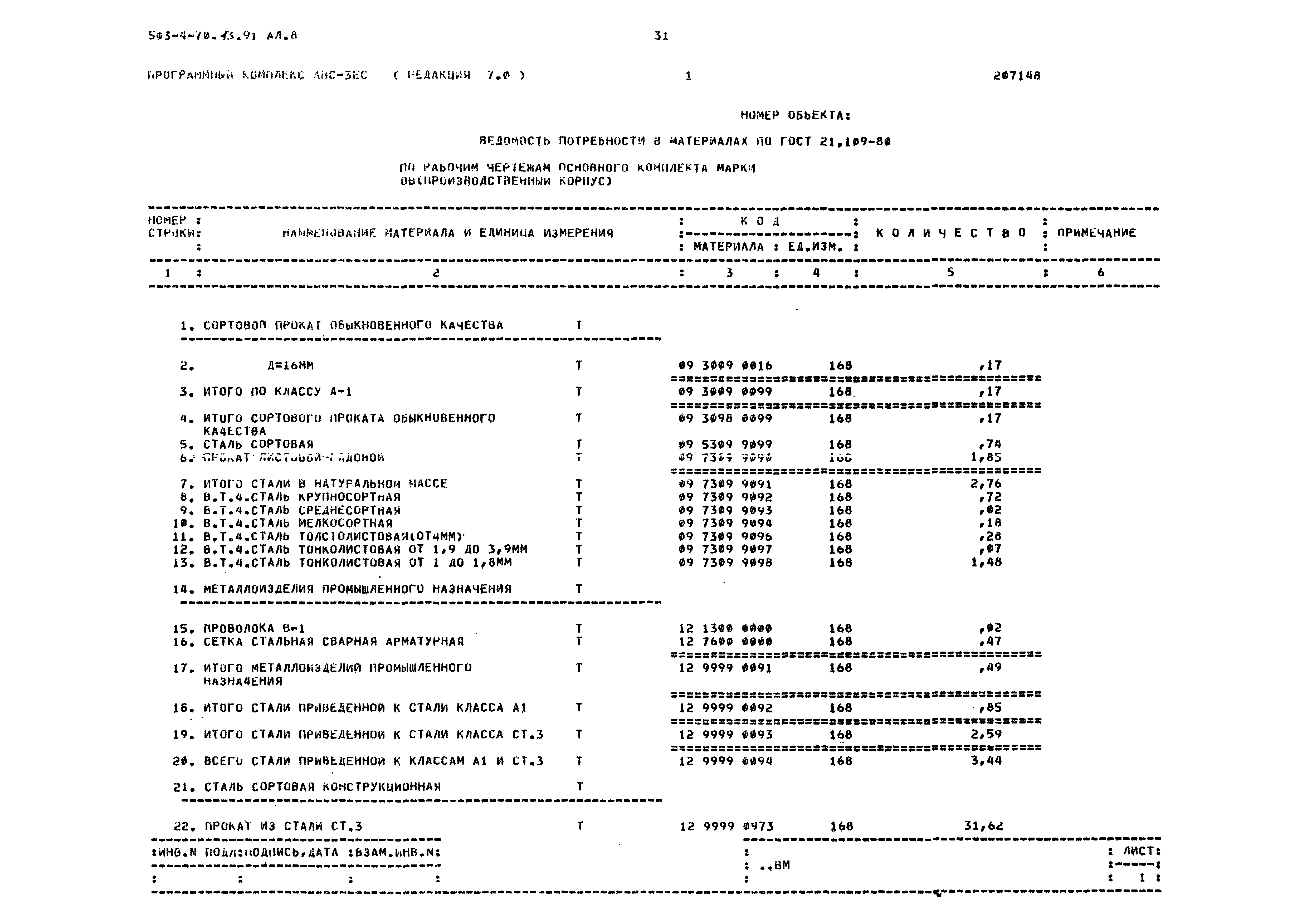 Типовой проект 503-4-70.13.91