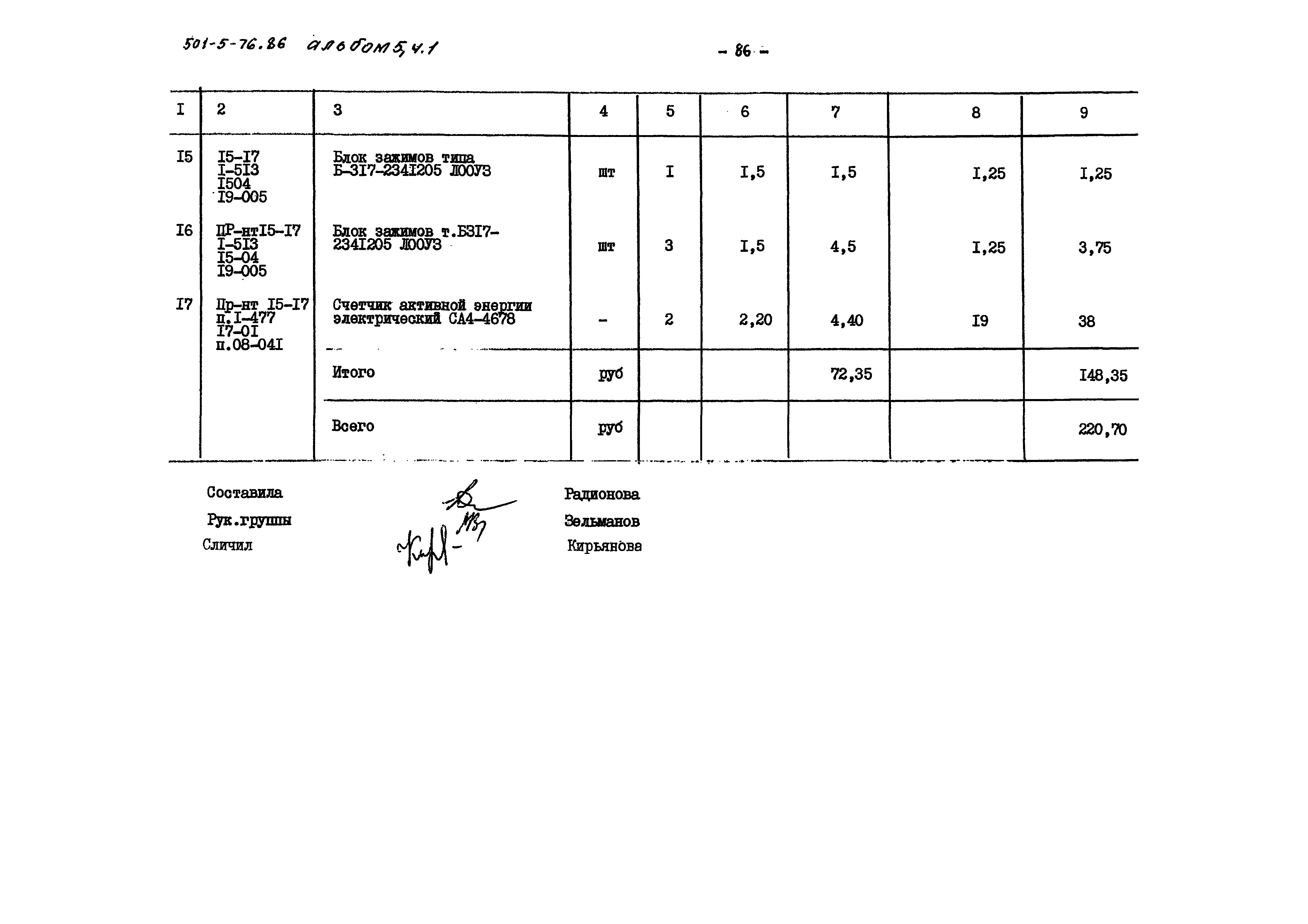 Типовой проект 501-5-76.86