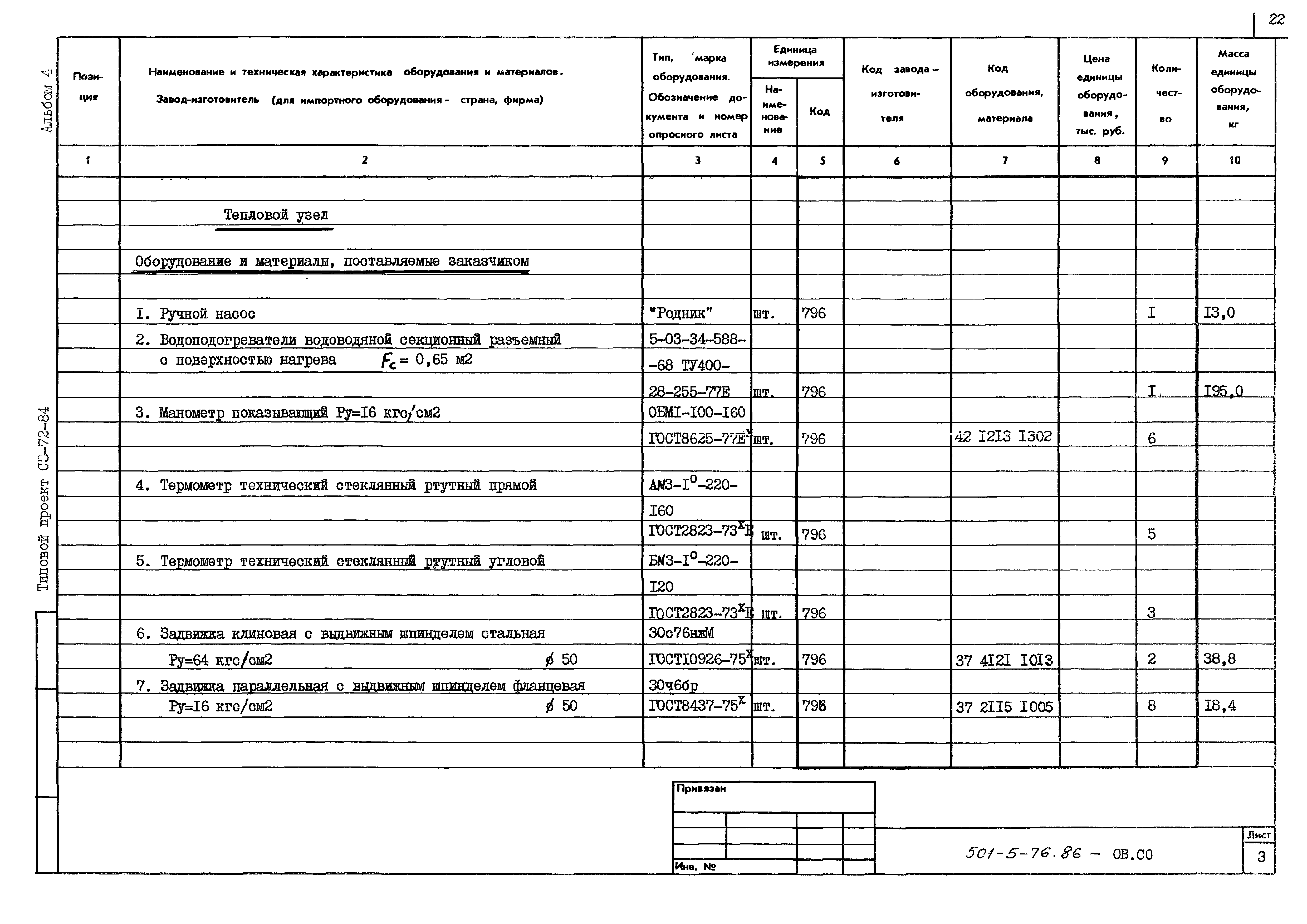 Типовой проект 501-5-76.86