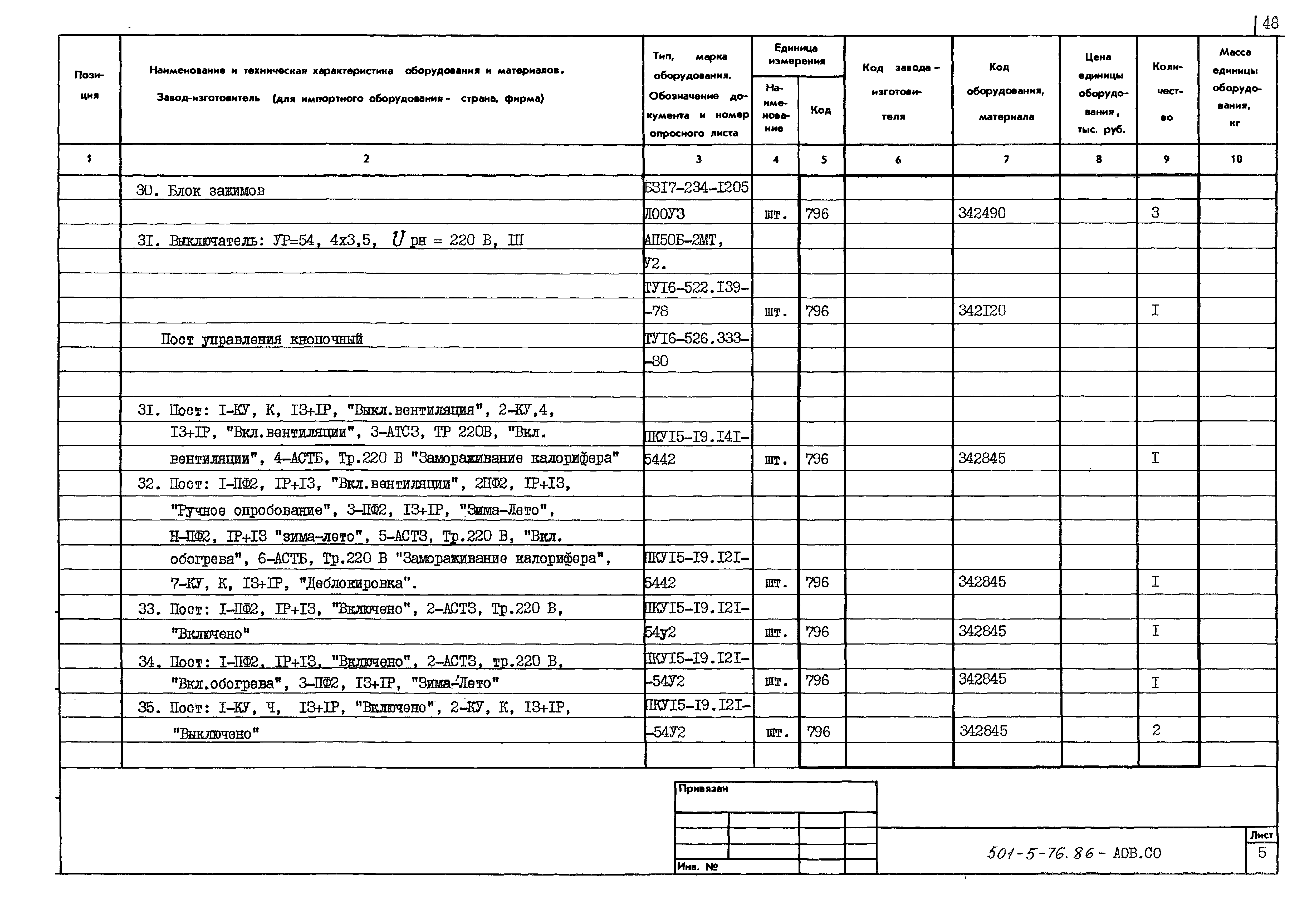 Типовой проект 501-5-76.86