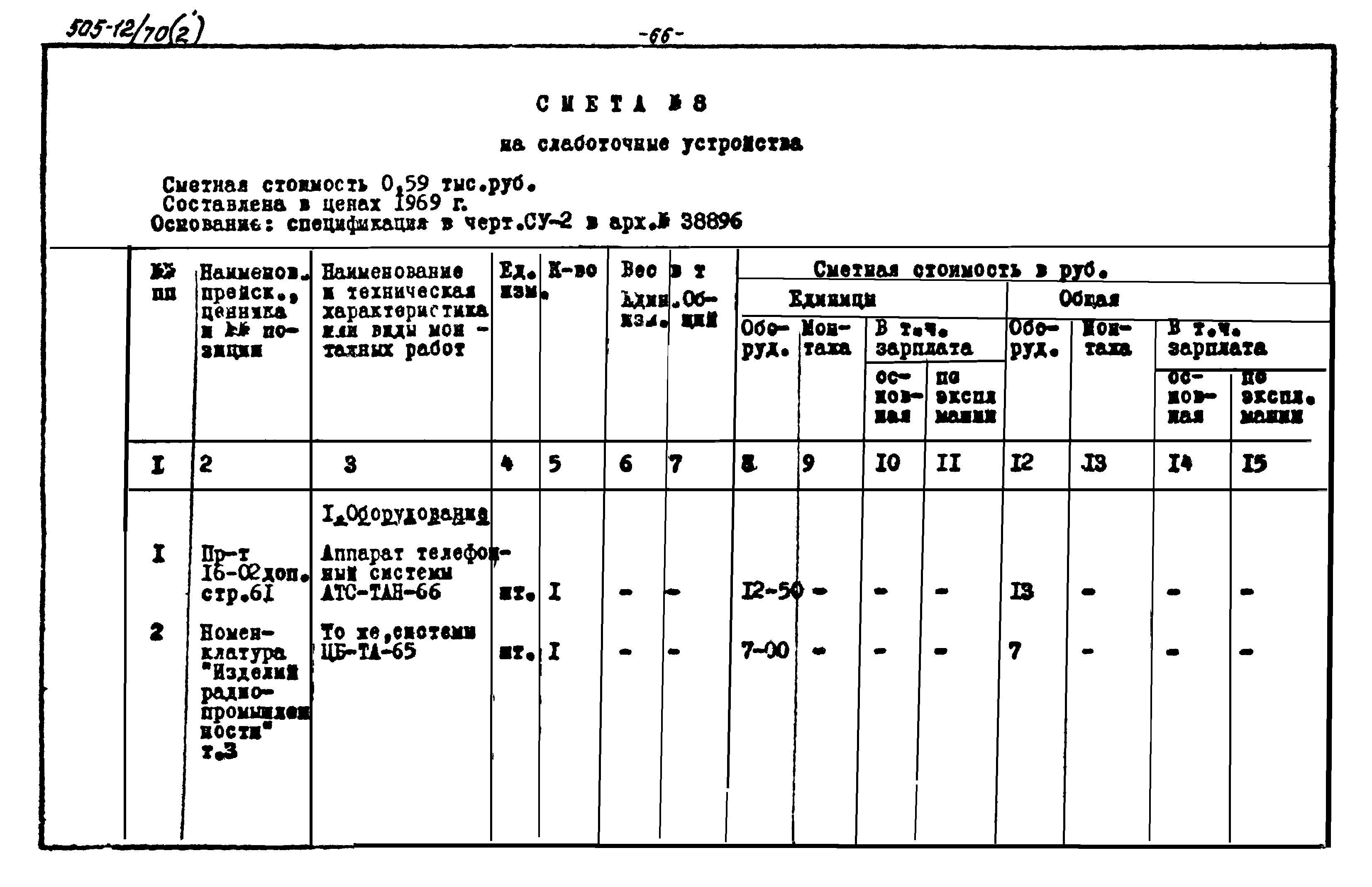 Типовой проект 505-12/70