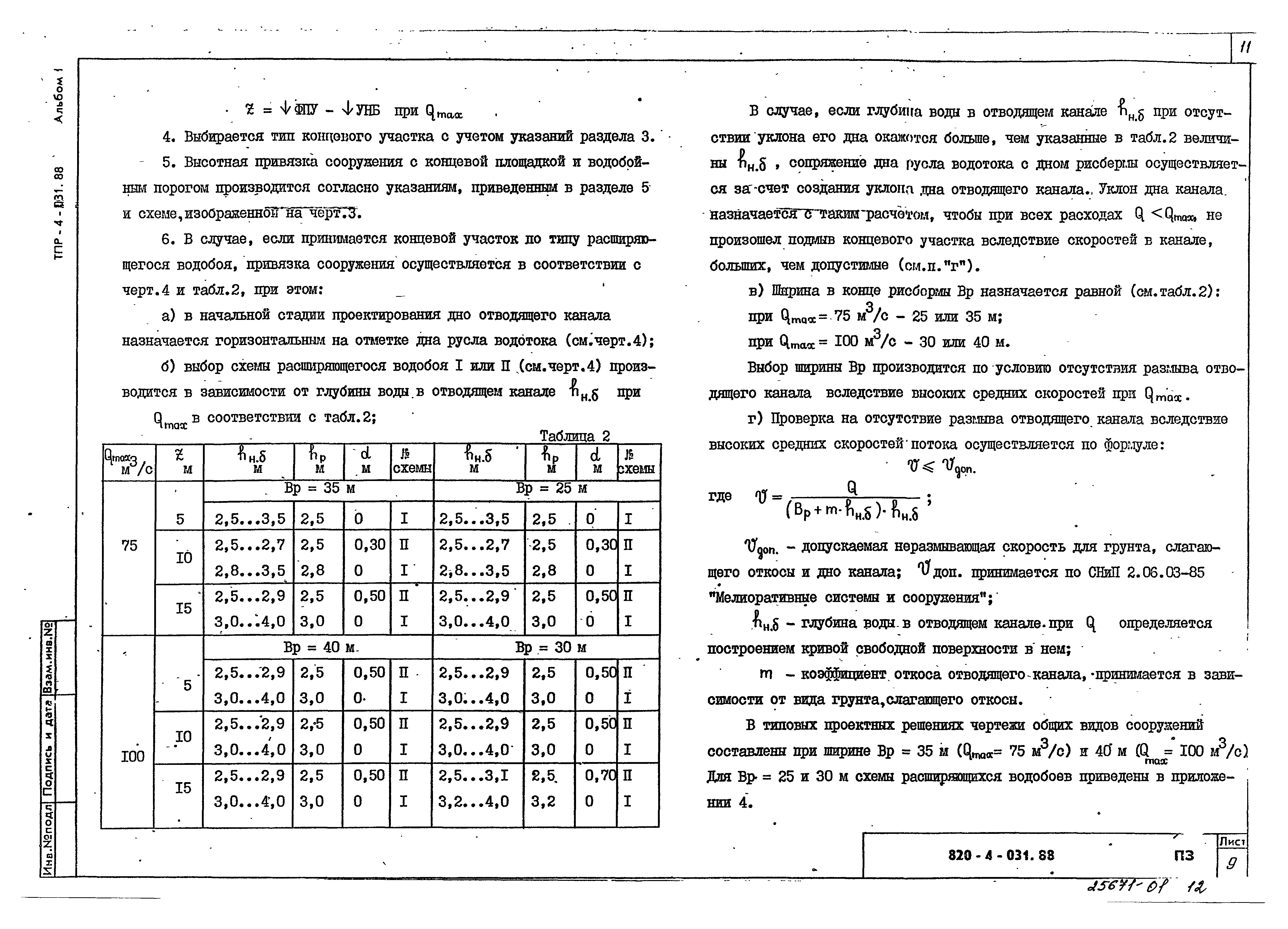 Типовые проектные решения 820-4-031.88