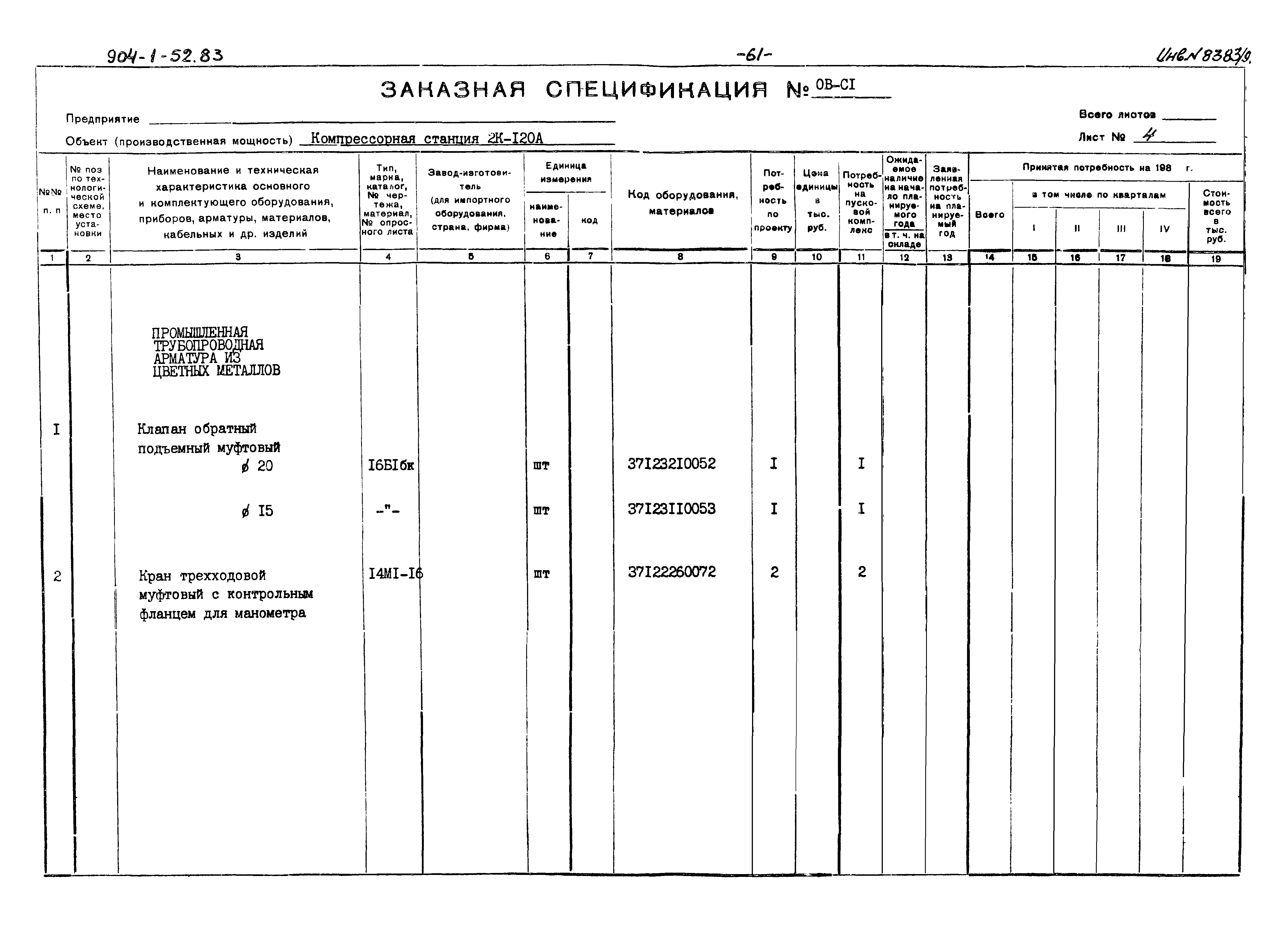 Типовой проект 904-1-52.83