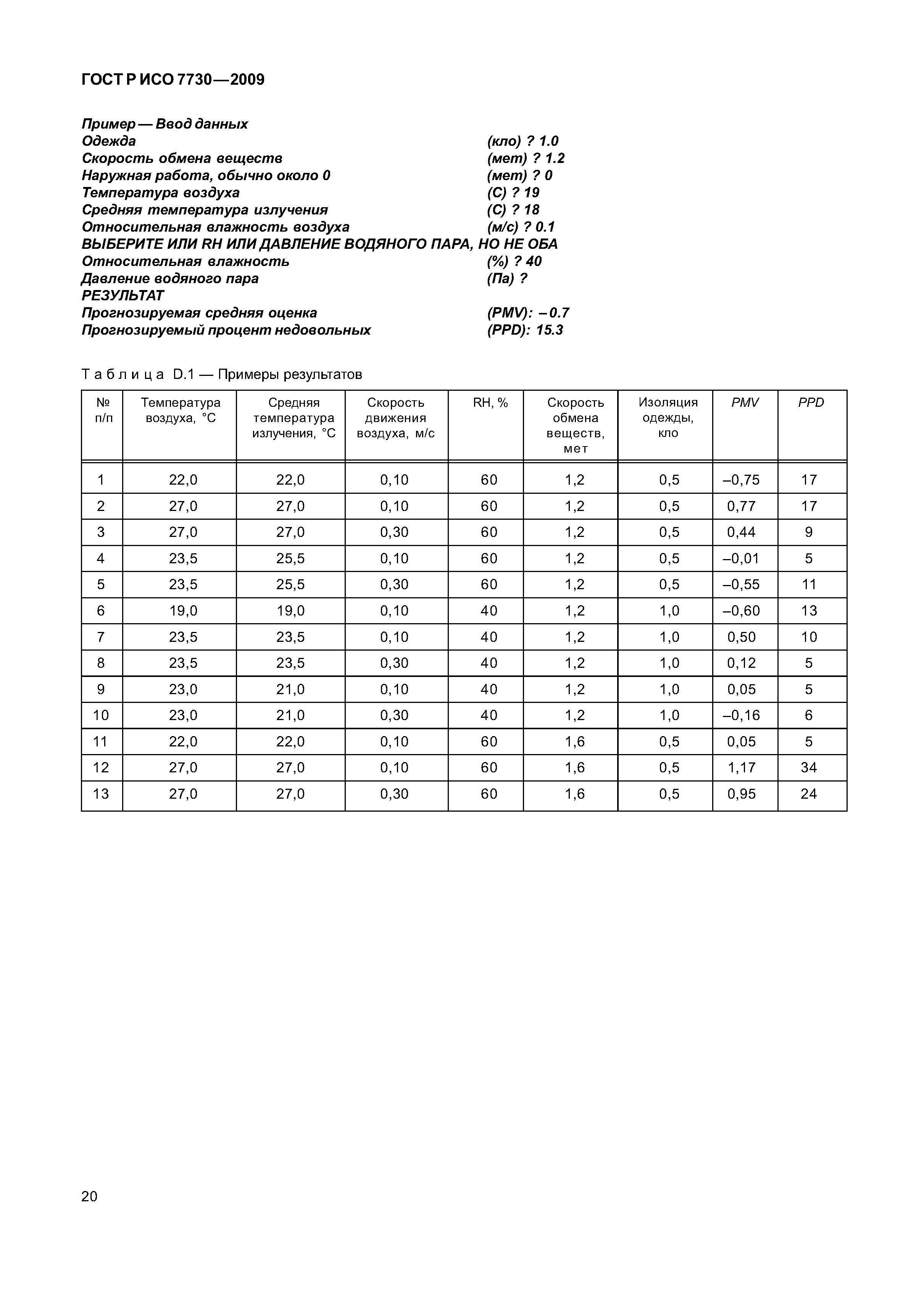 ГОСТ Р ИСО 7730-2009