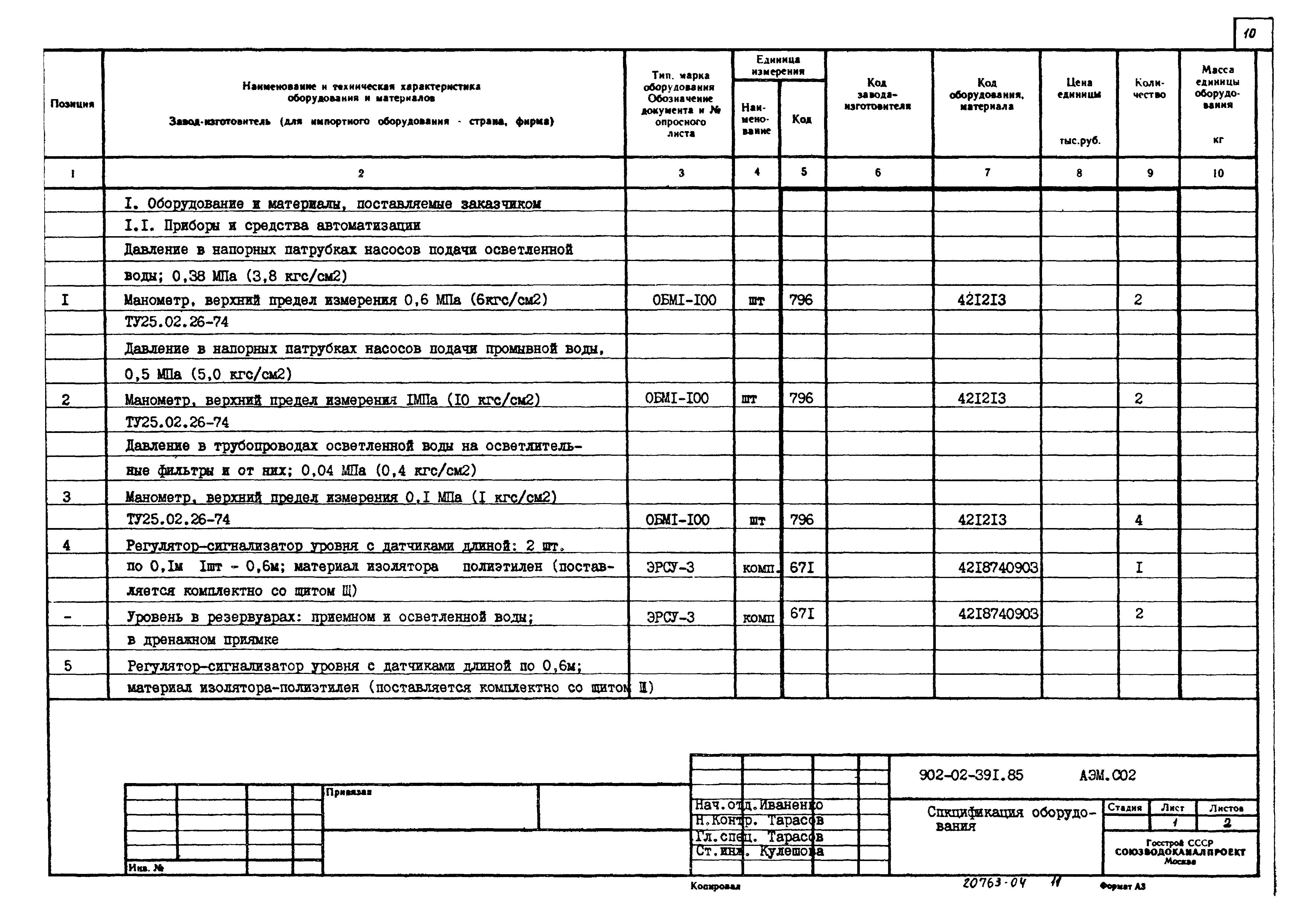 Типовые проектные решения 902-02-391.85