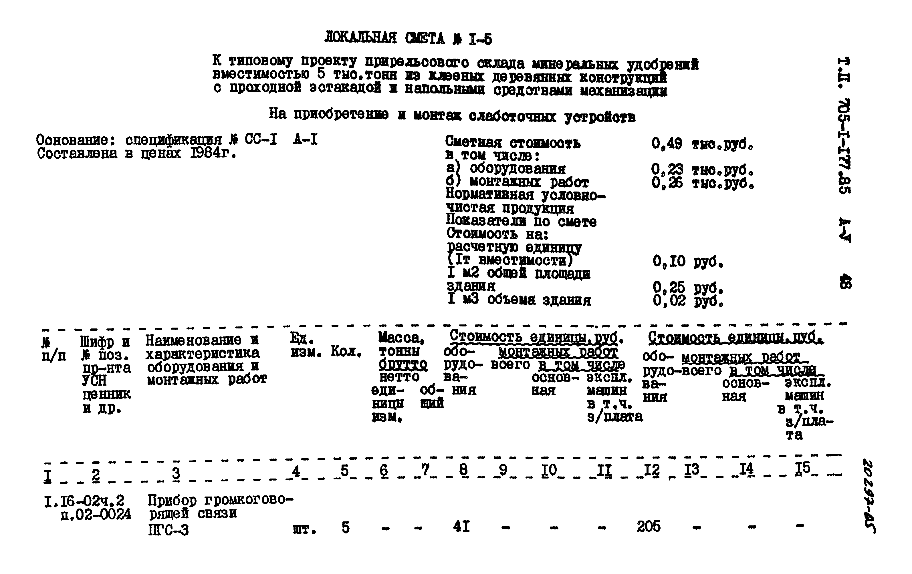 Типовой проект 705-1-177.85