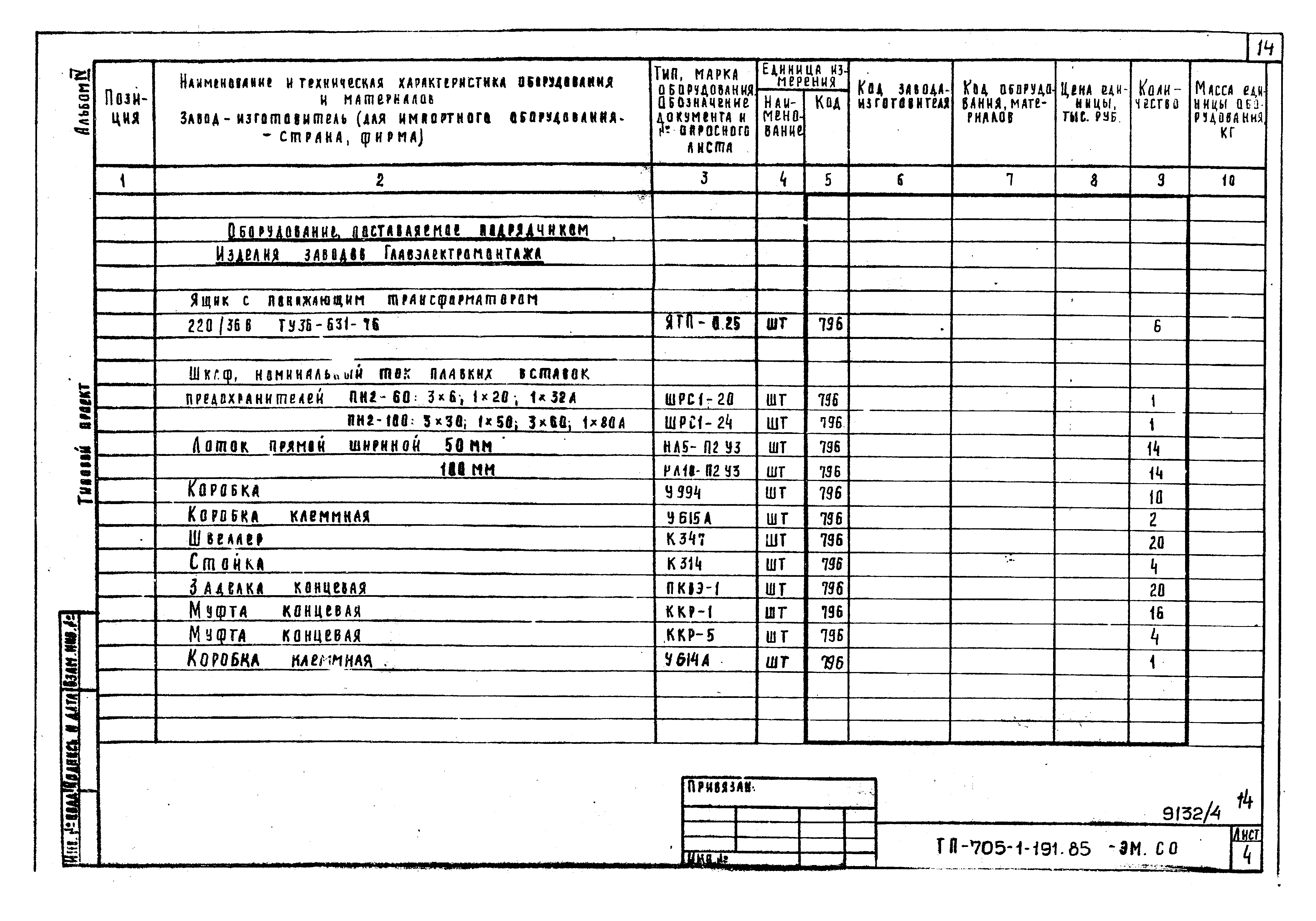 Типовой проект 705-1-191.85