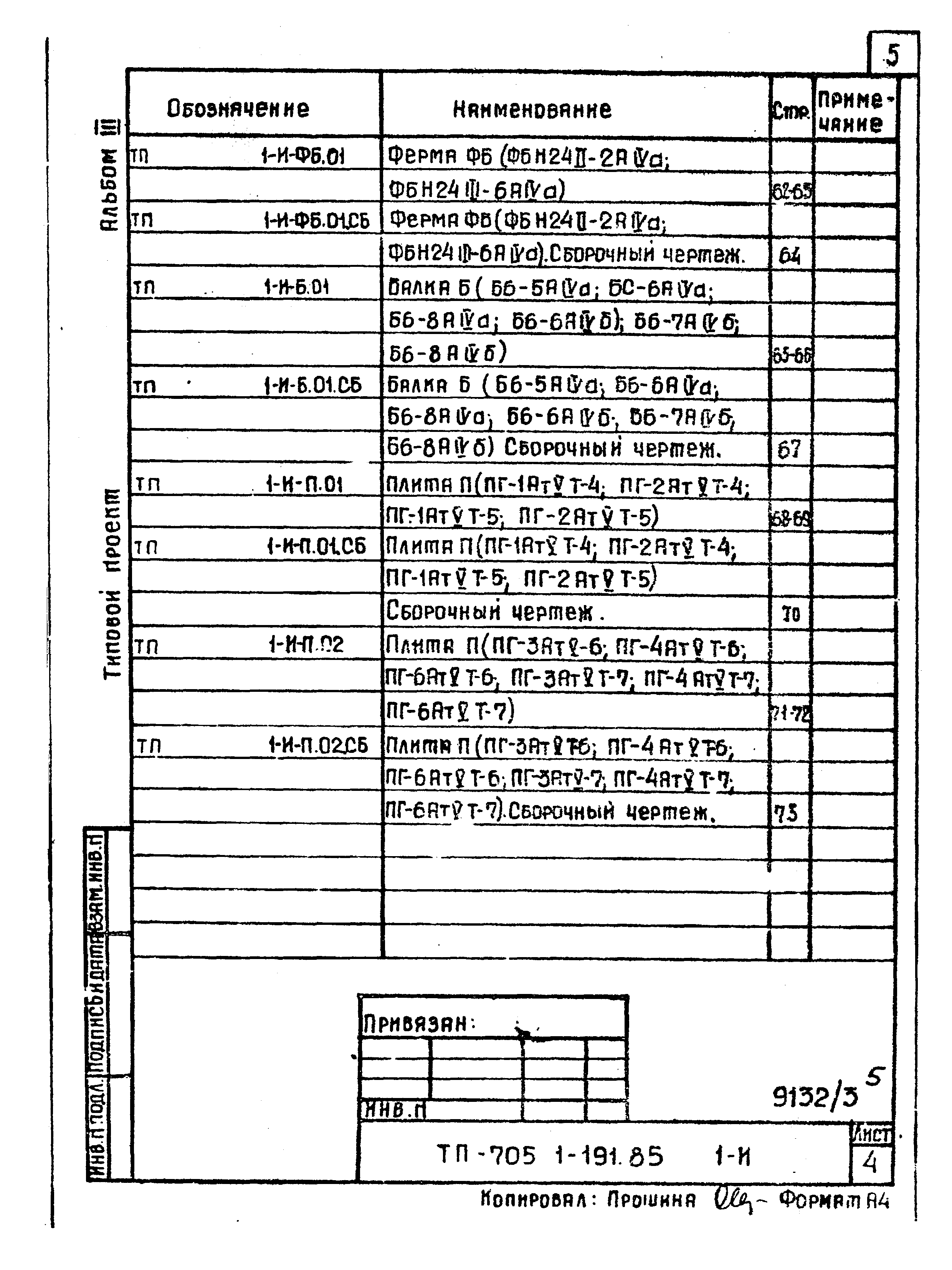 Типовой проект 705-1-191.85