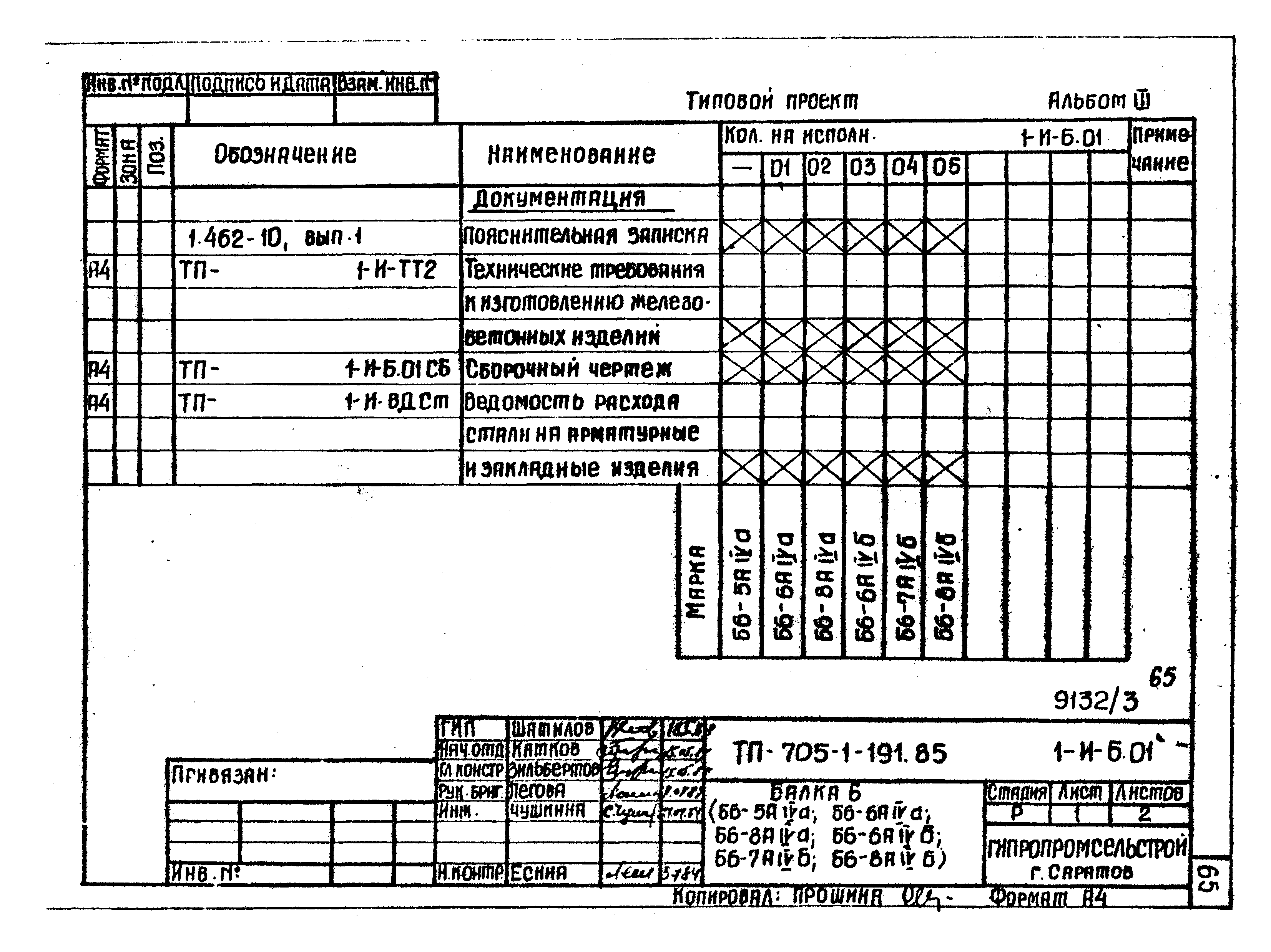 Типовой проект 705-1-191.85