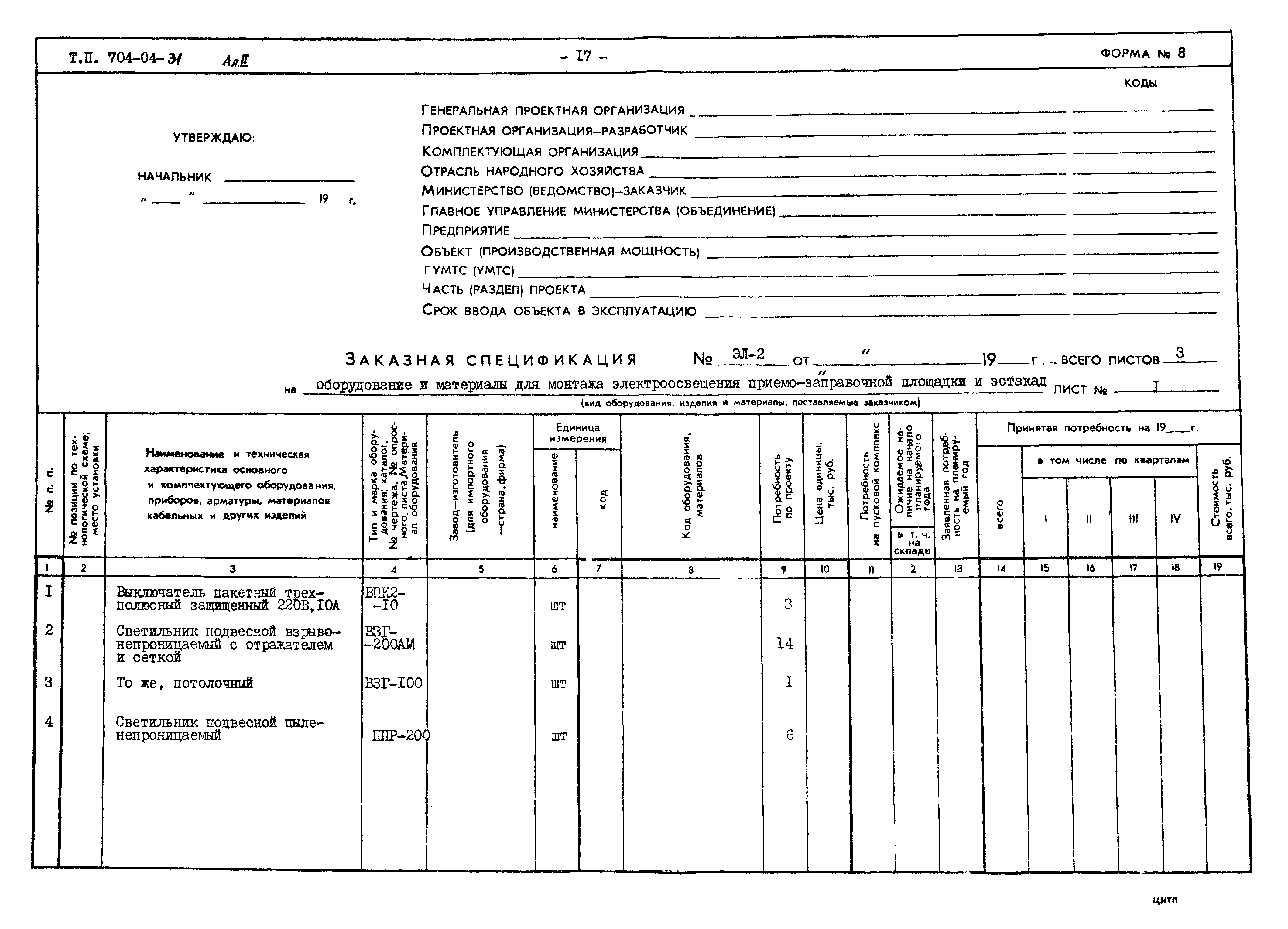 Типовые проектные решения 704-04-31