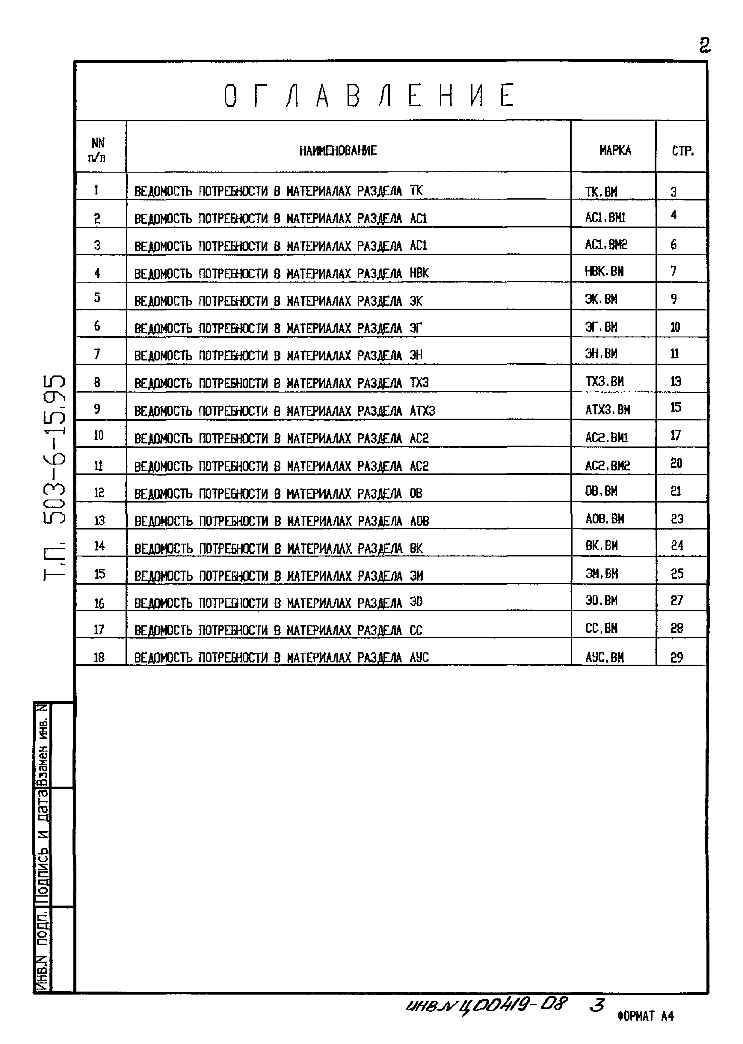 Типовой проект 503-6-15.95