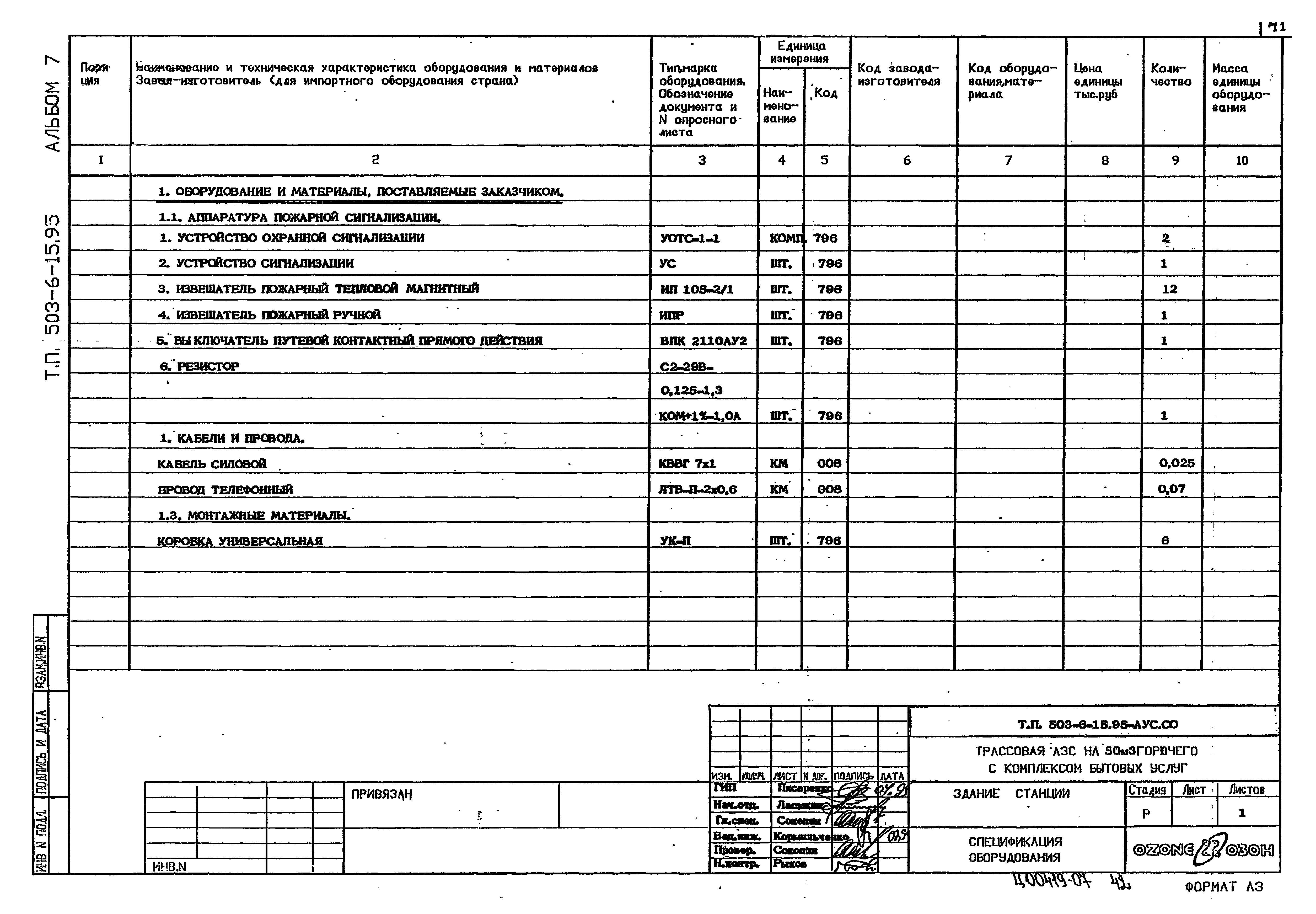 Типовой проект 503-6-15.95