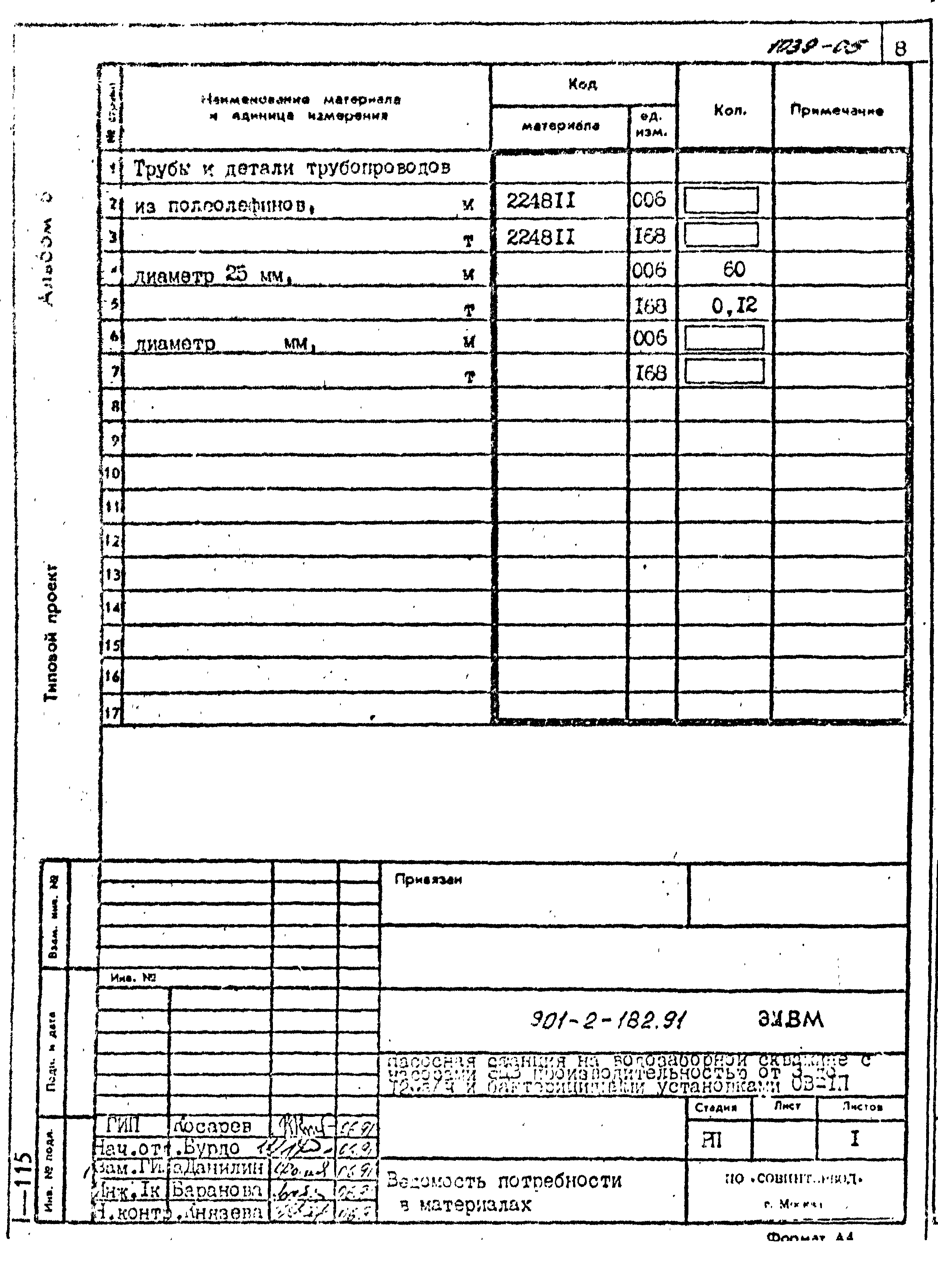 Типовой проект 901-2-182.91