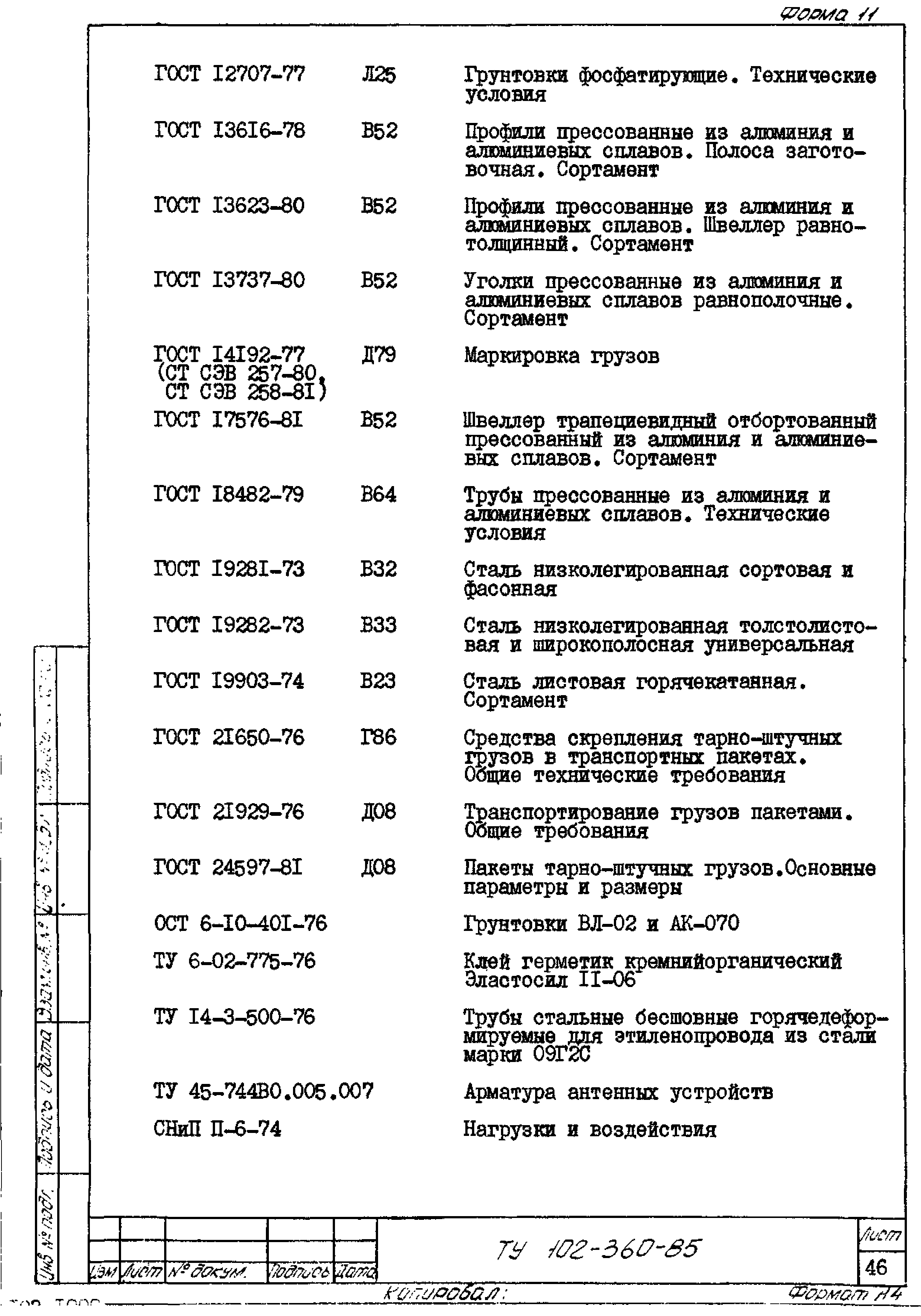 ТУ 102-360-85