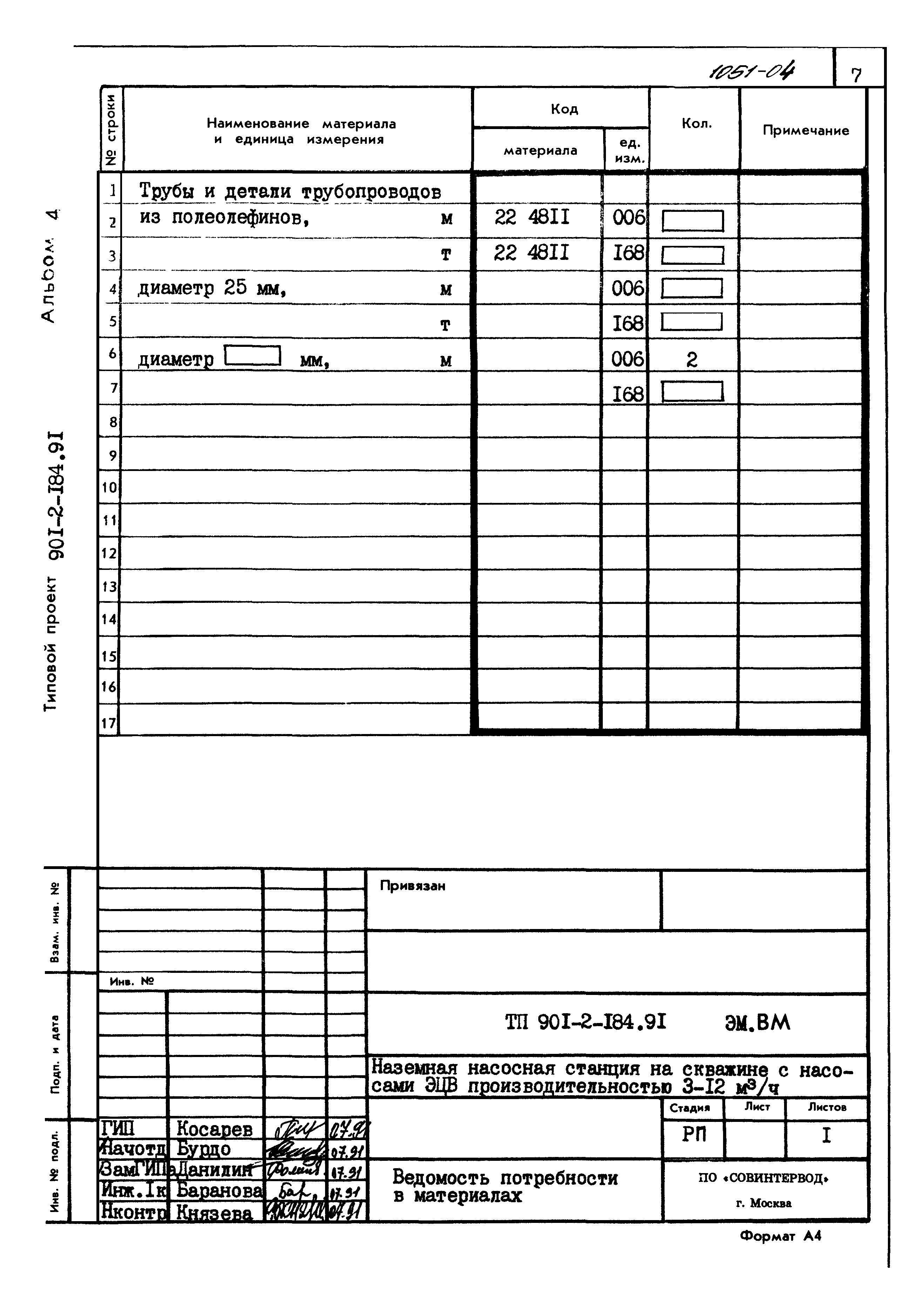 Типовой проект 901-2-184.91