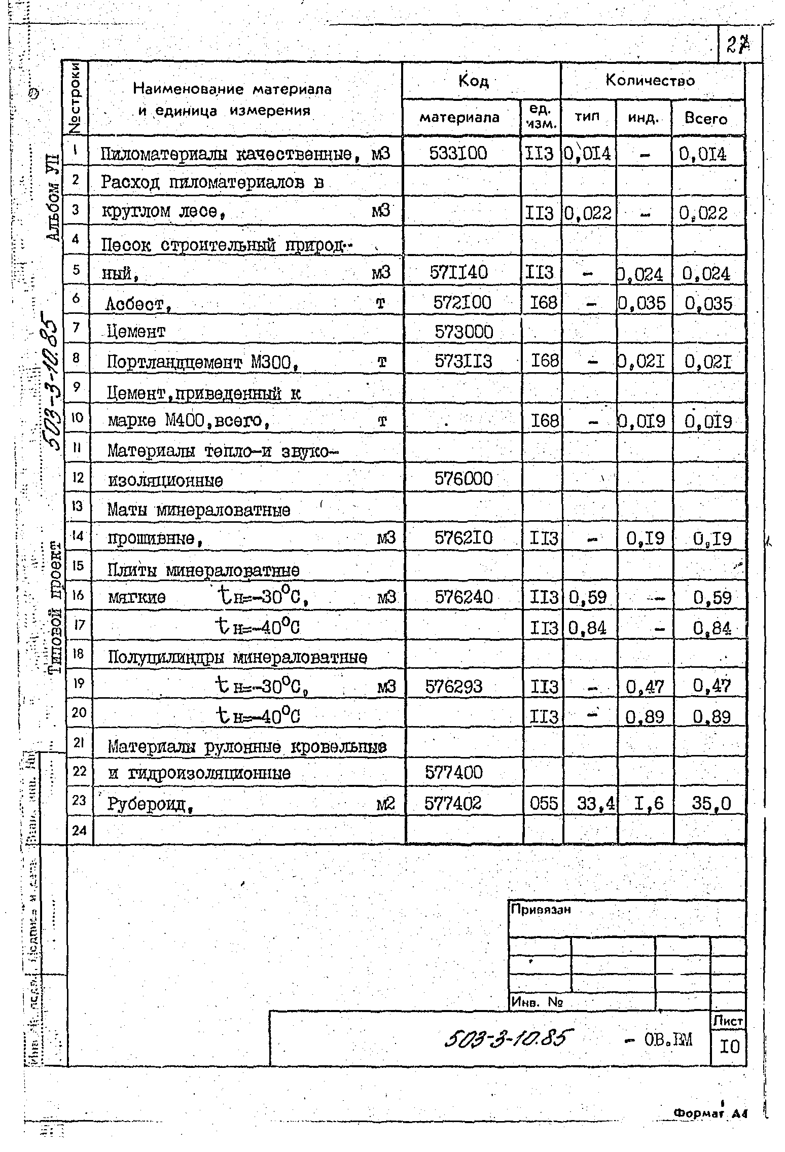 Типовой проект 503-3-10.85