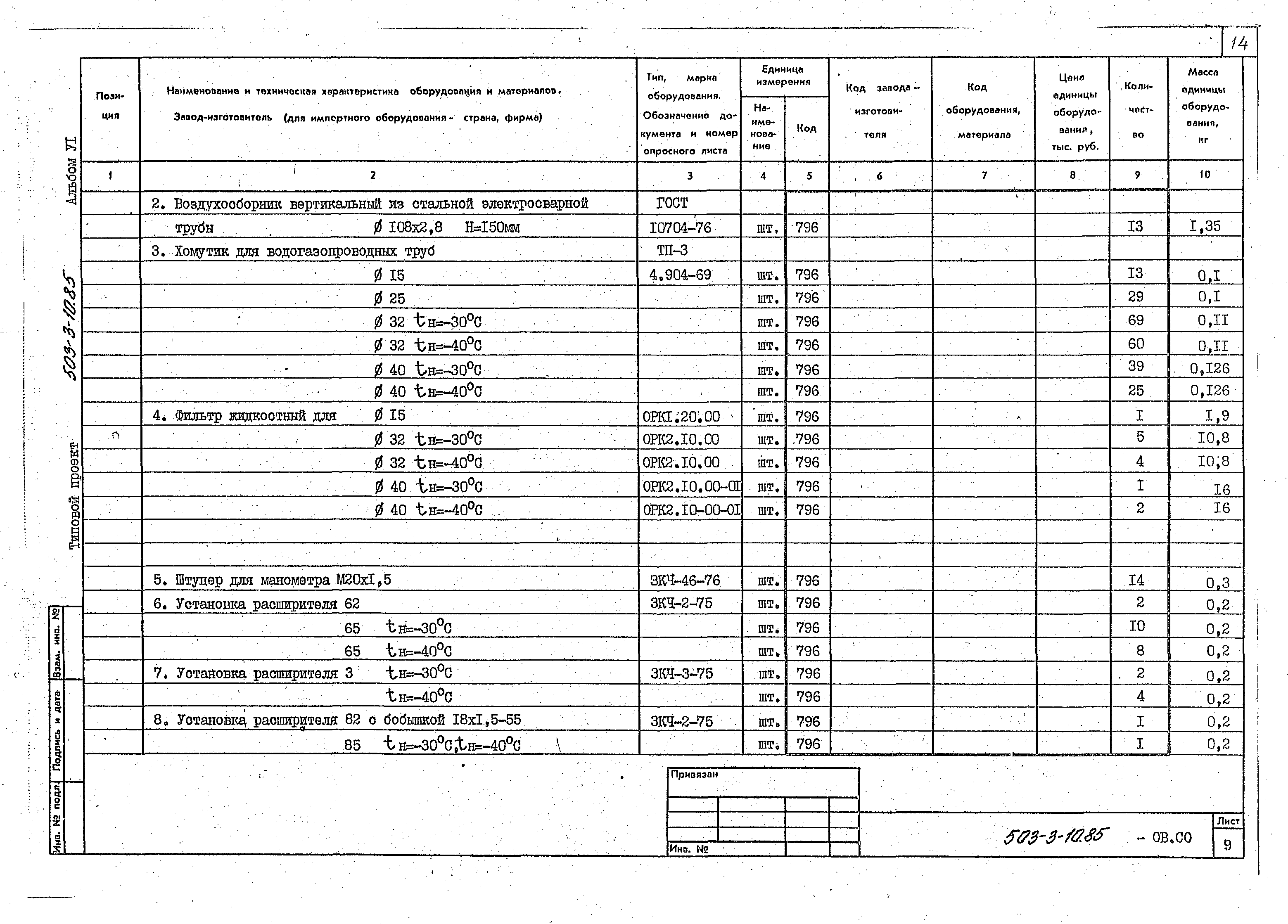 Типовой проект 503-3-10.85