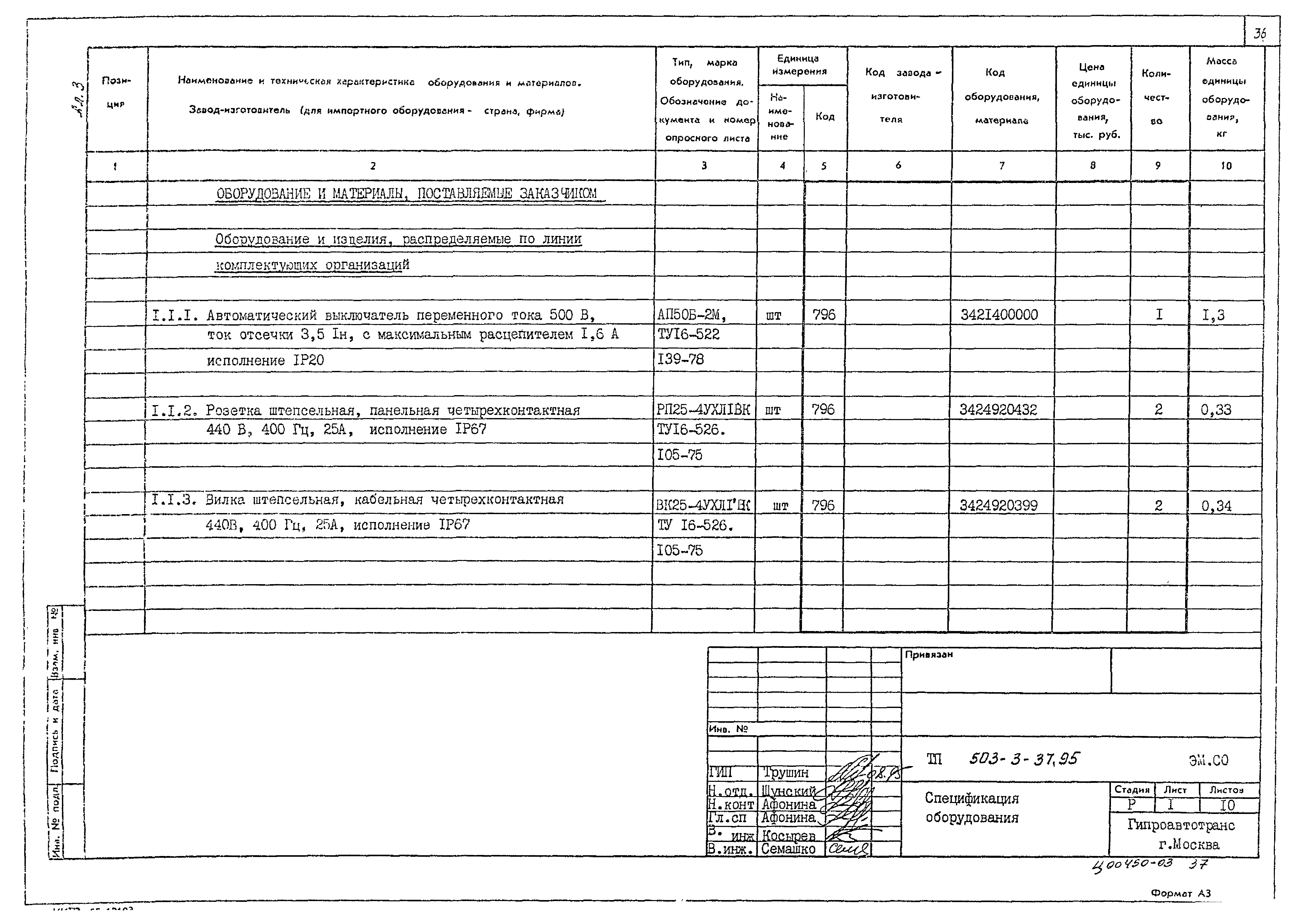 Типовой проект 503-3-37.95