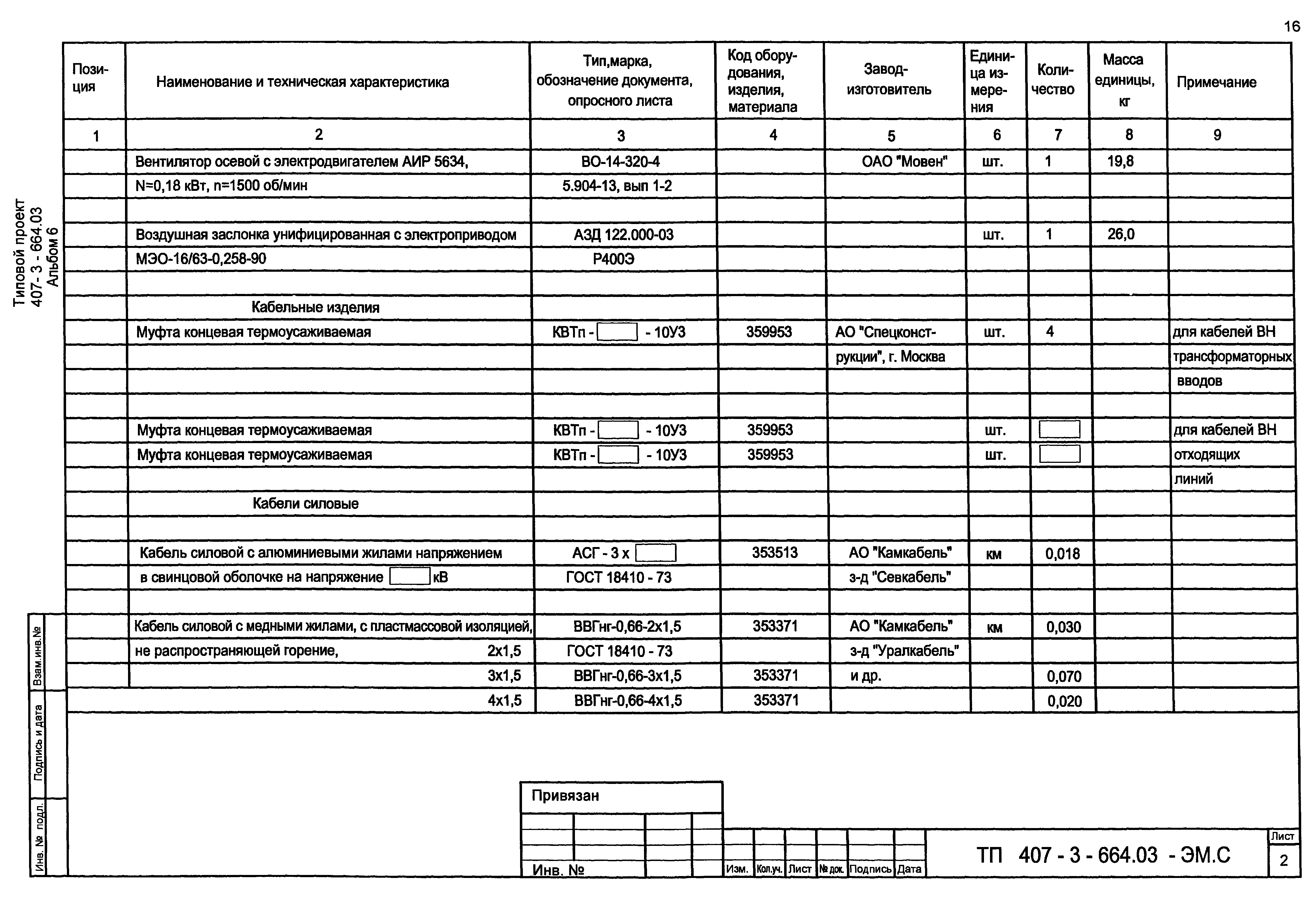 Типовой проект 407-3-664.03