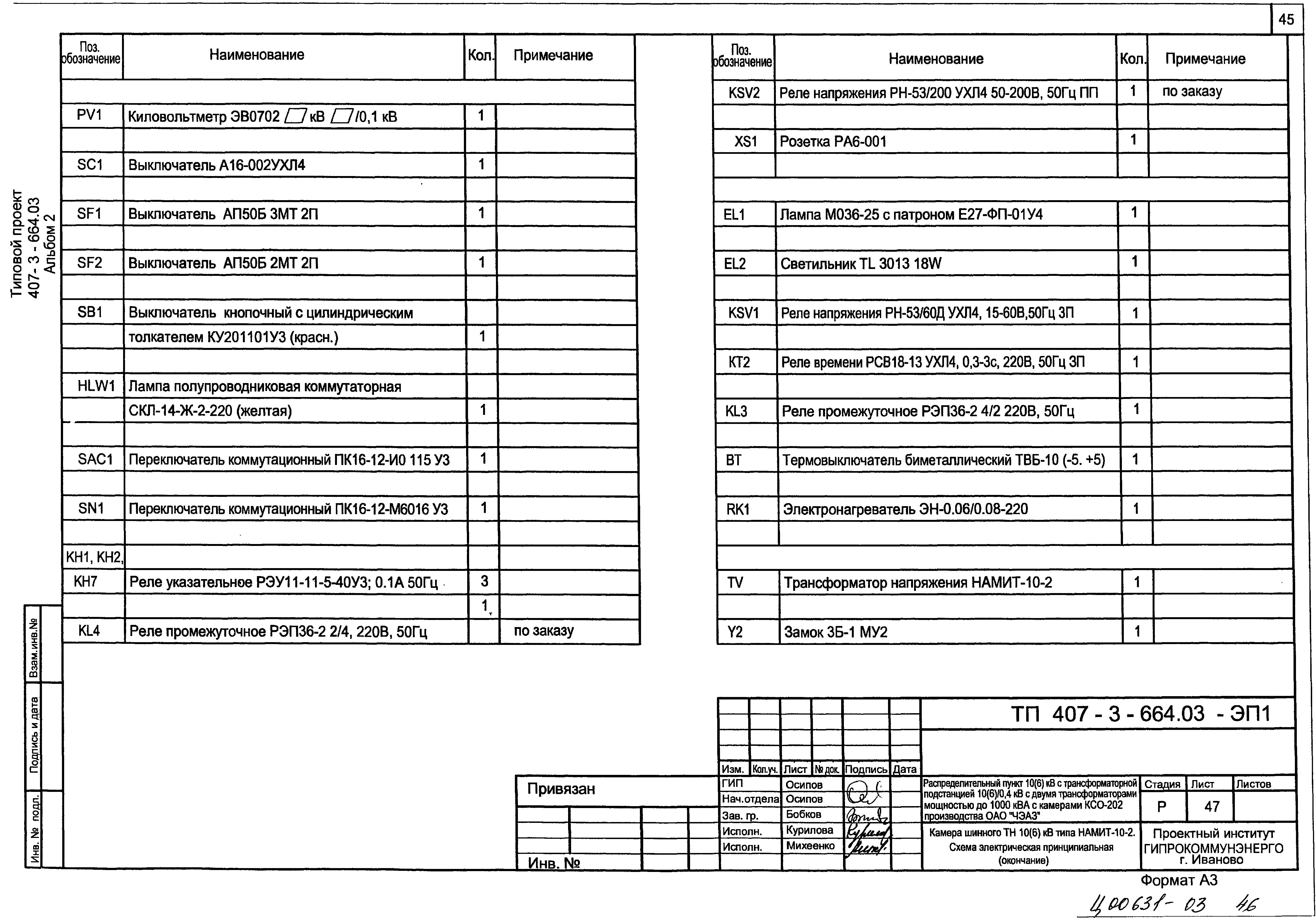 Типовой проект 407-3-664.03