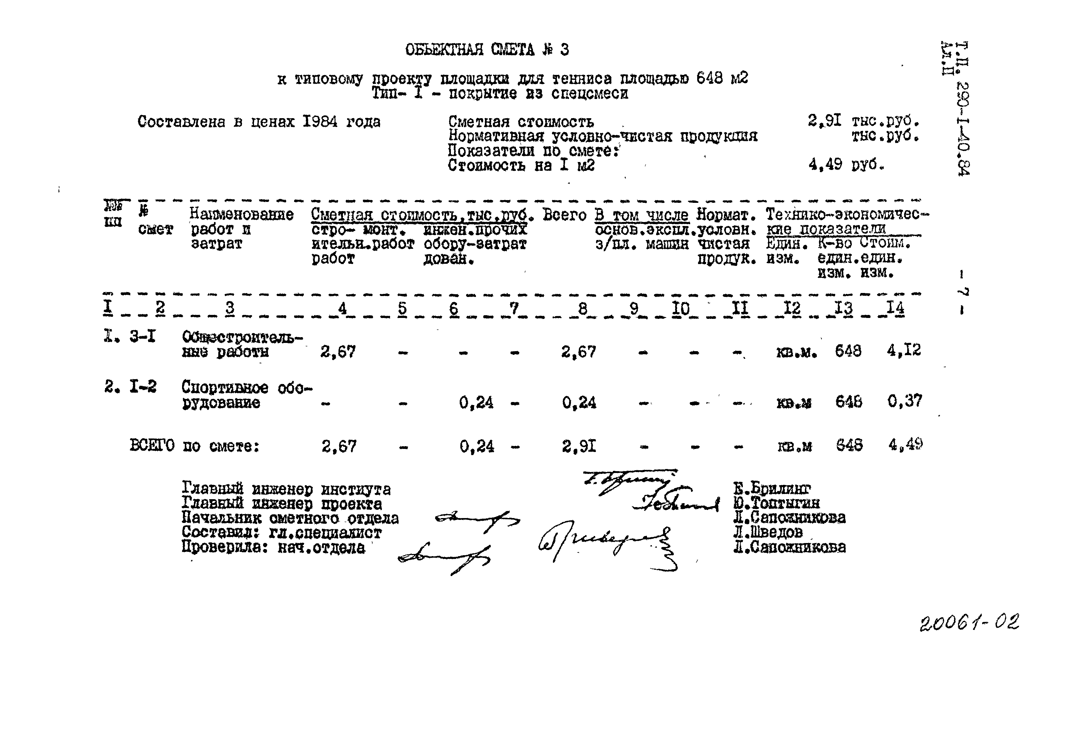 Типовой проект 290-1-40.84