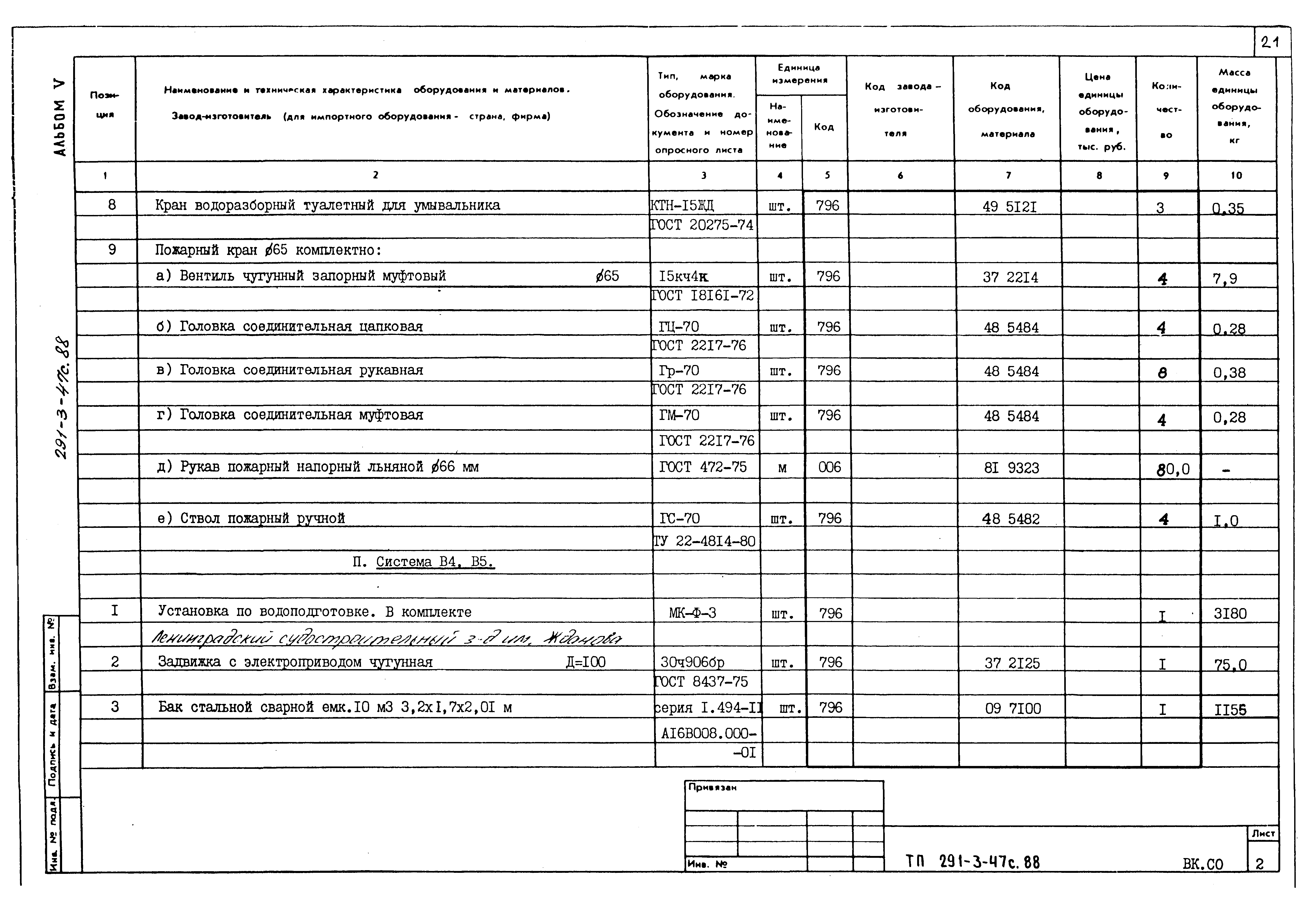 Типовой проект 291-3-47с.88