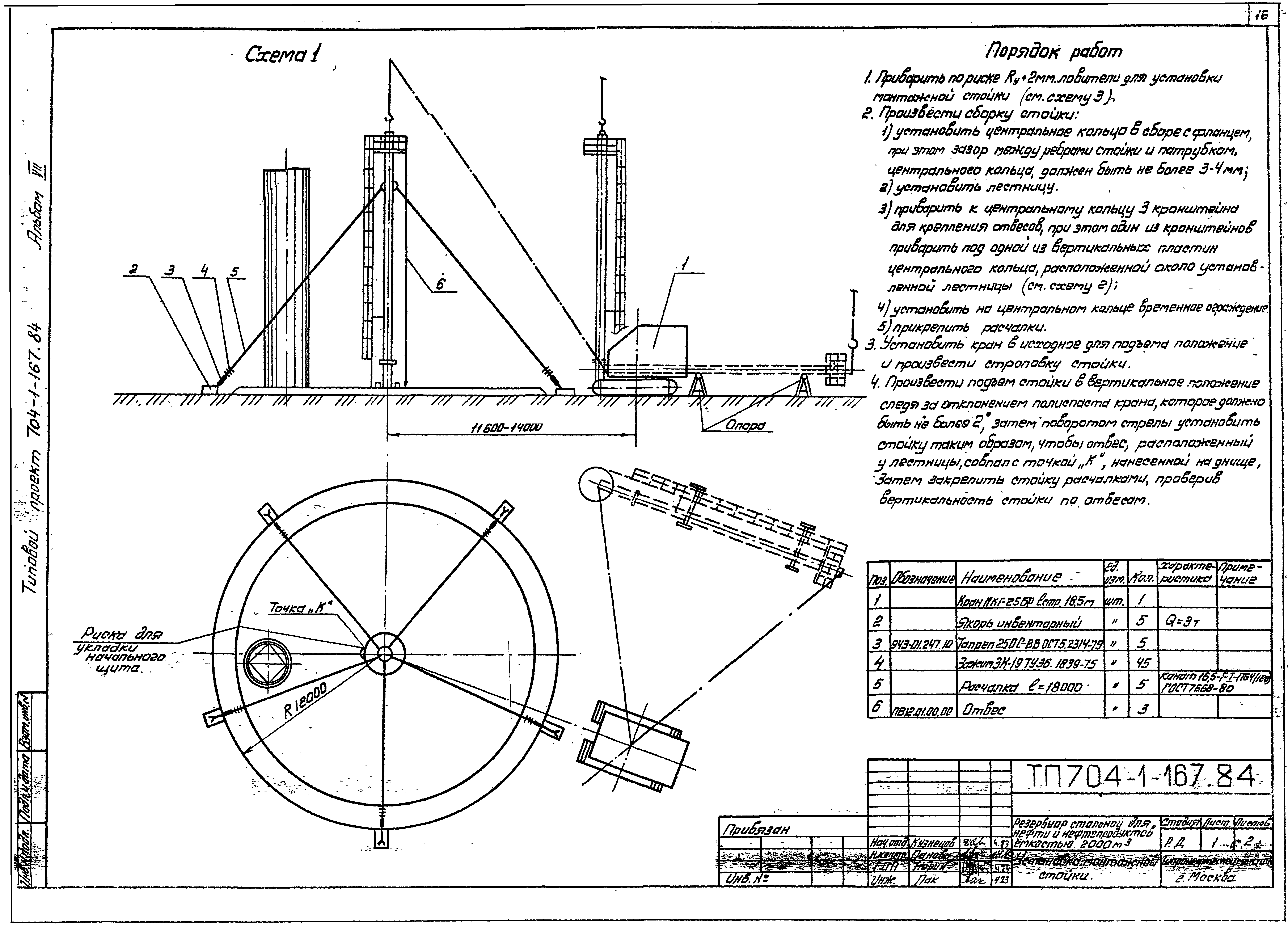 Схема монтажа стенки резервуара