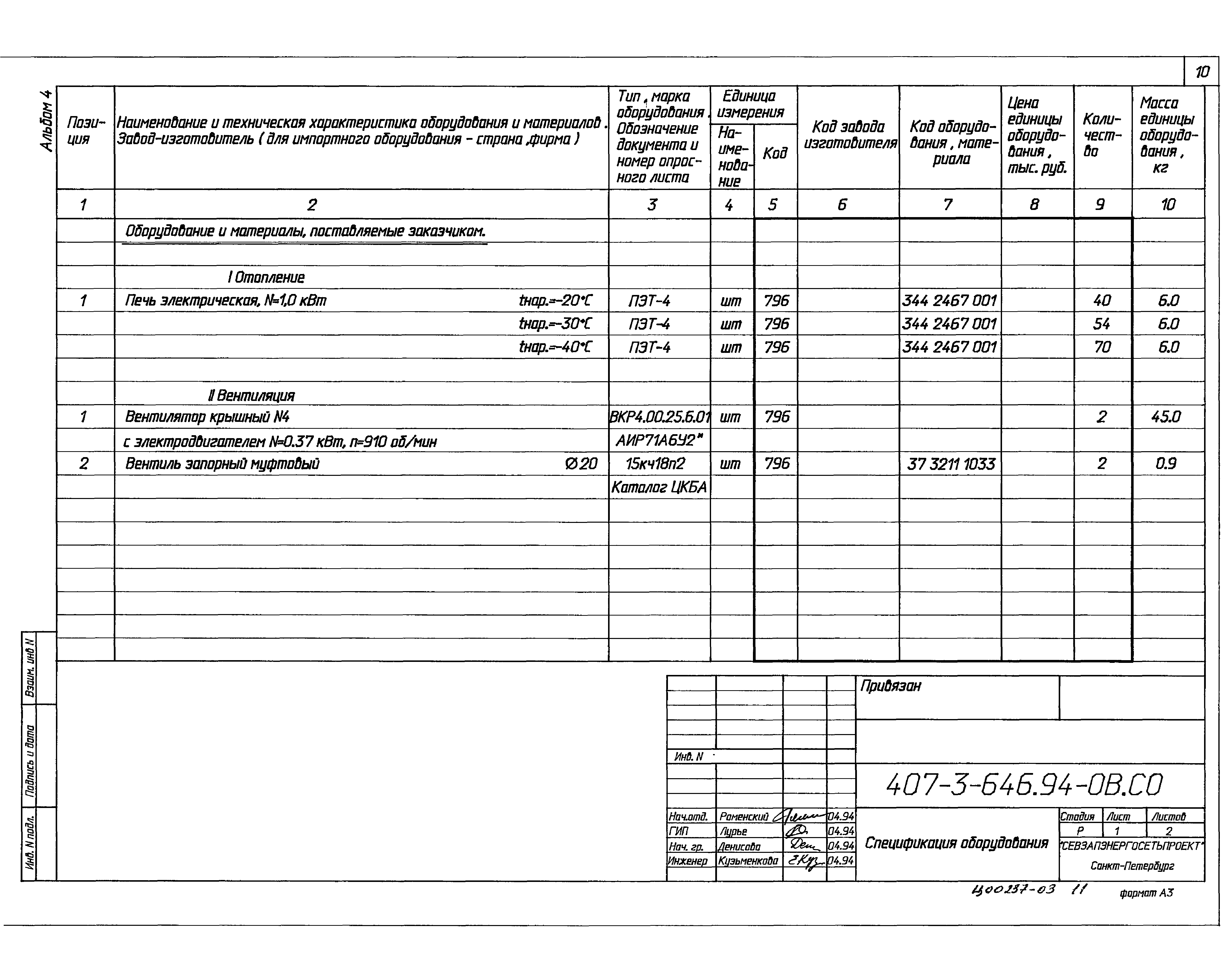 Типовой проект 407-3-646.94