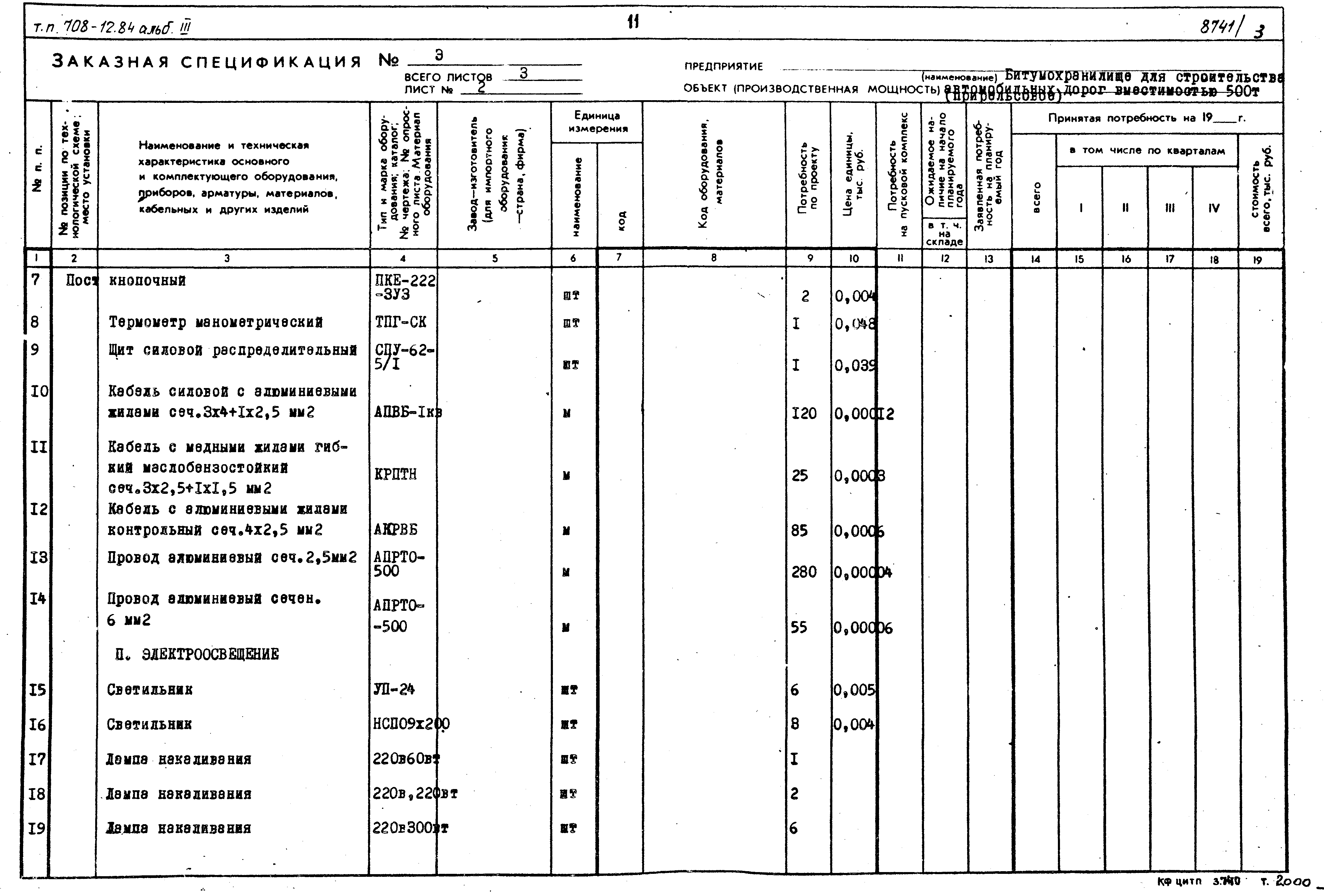 Типовой проект 708-12.84