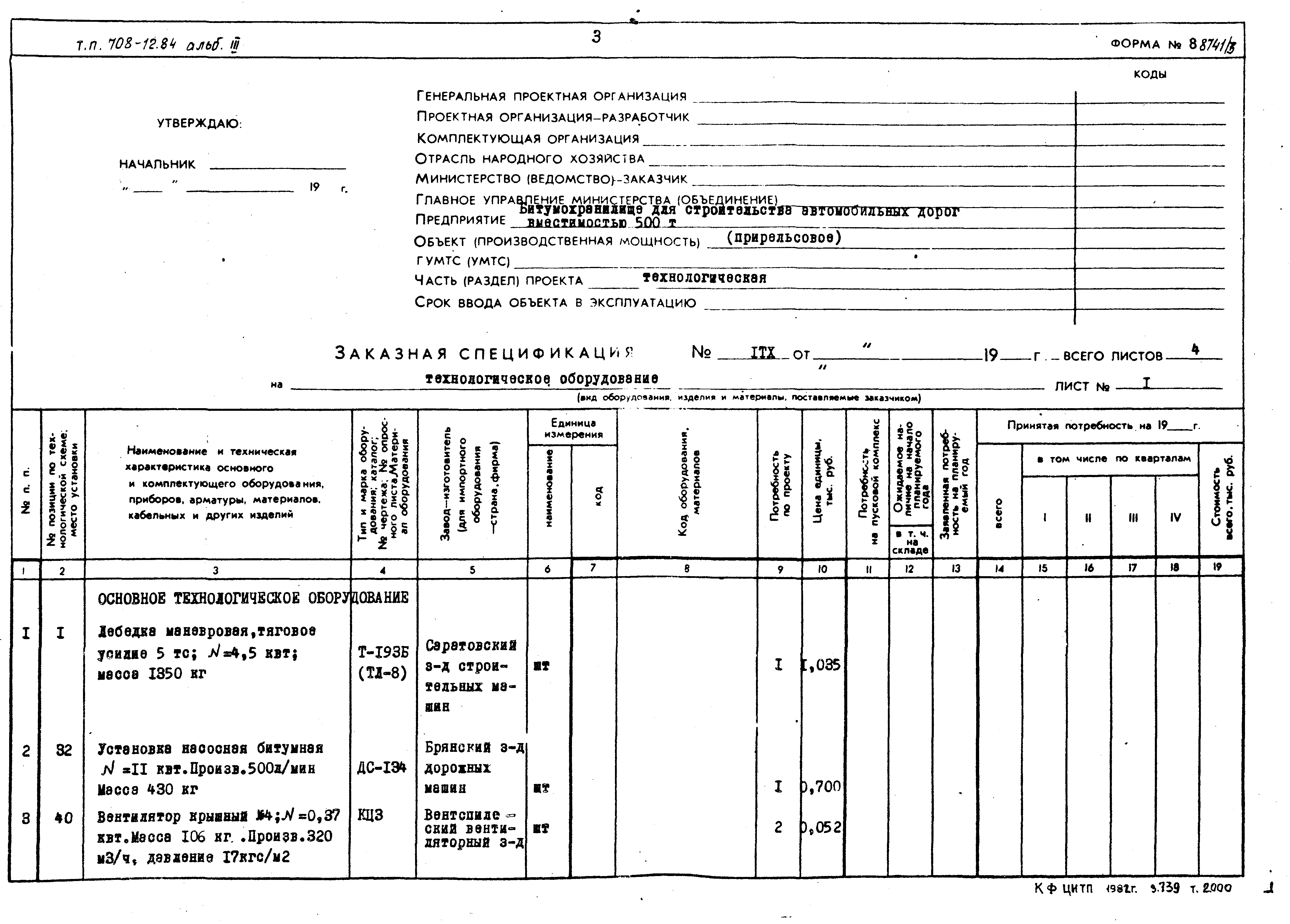 Типовой проект 708-12.84