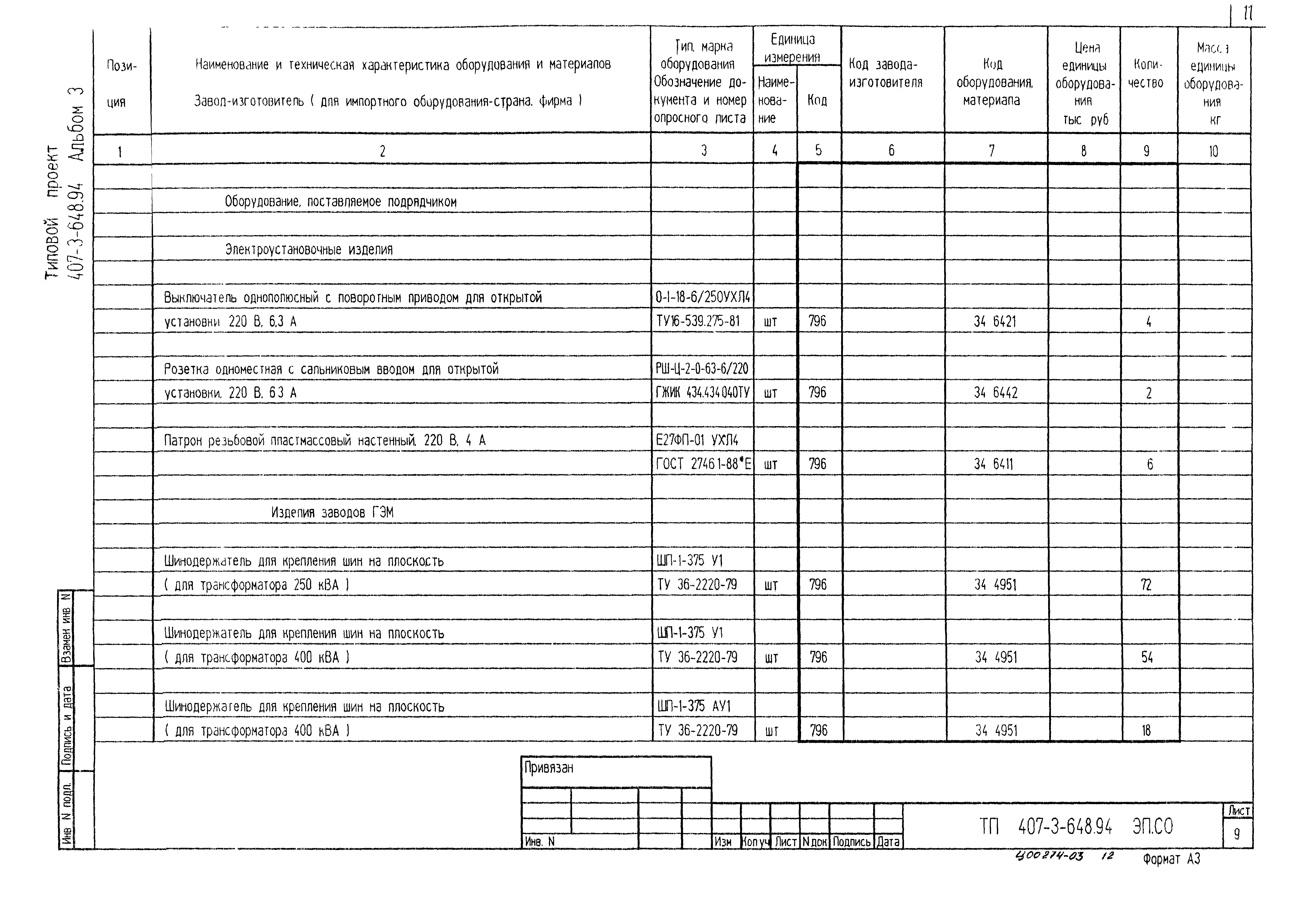 Типовой проект 407-3-648.94